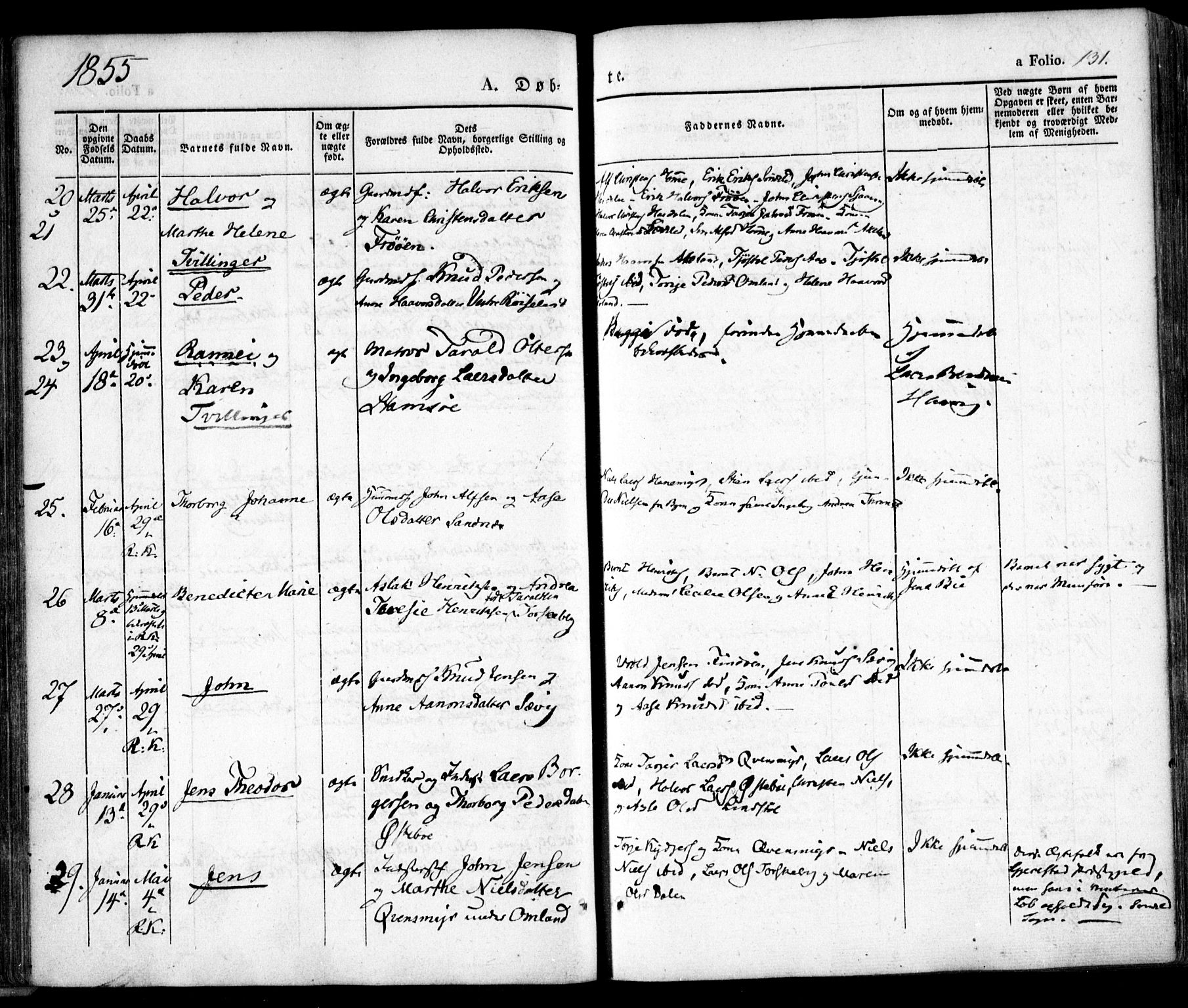 Søndeled sokneprestkontor, AV/SAK-1111-0038/F/Fa/L0002: Parish register (official) no. A 2, 1839-1860, p. 131