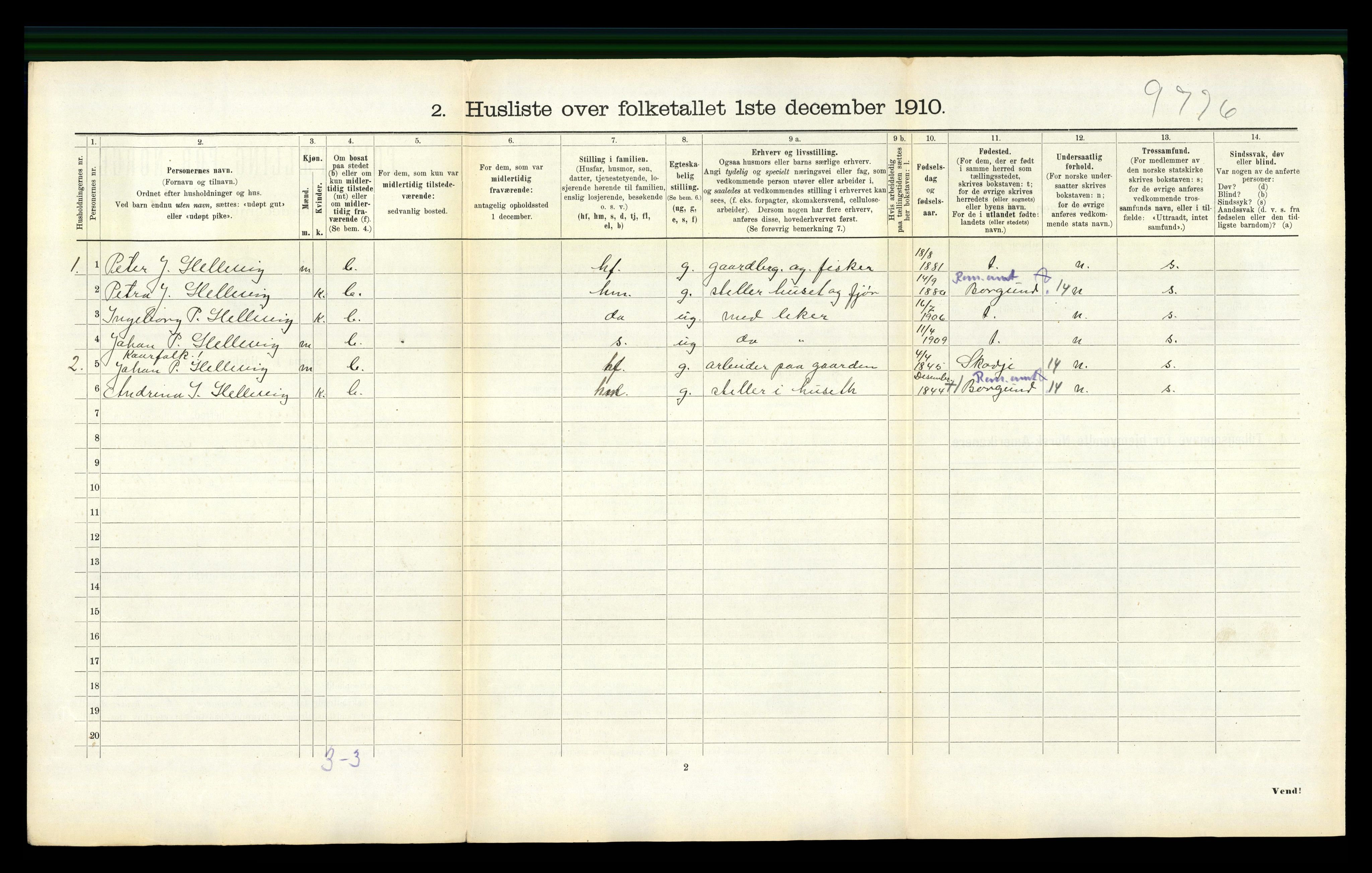 RA, 1910 census for Haram, 1910, p. 478