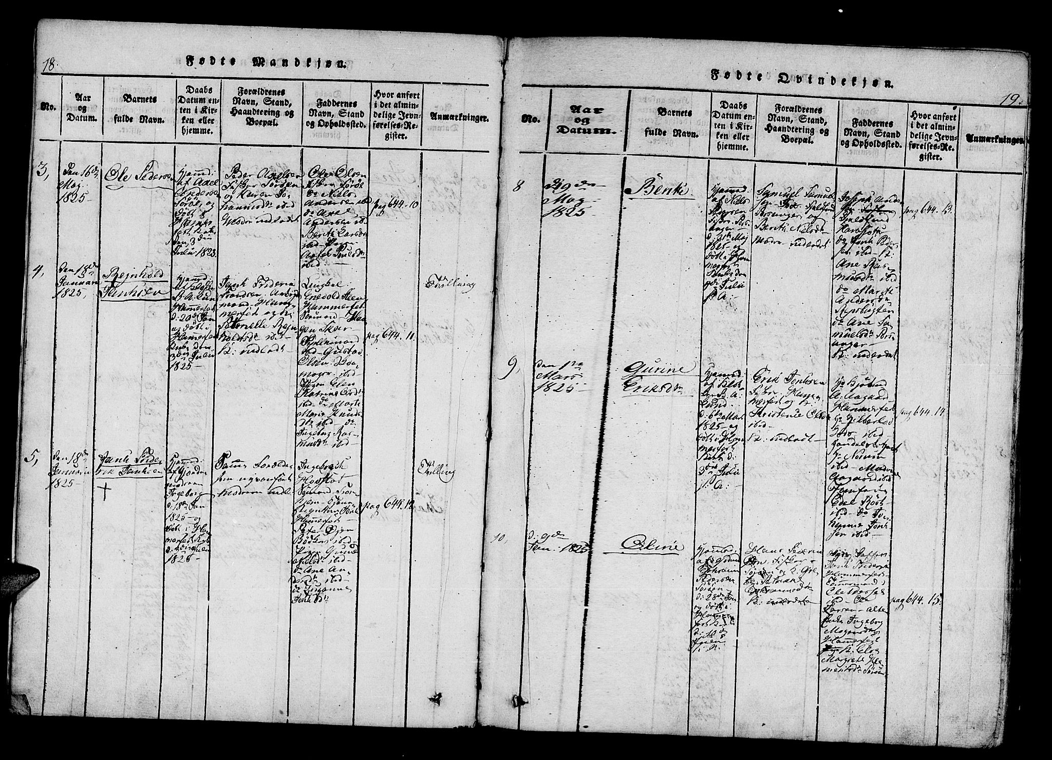 Hammerfest sokneprestkontor, SATØ/S-1347/H/Ha/L0003.kirke: Parish register (official) no. 3, 1821-1842, p. 18-19