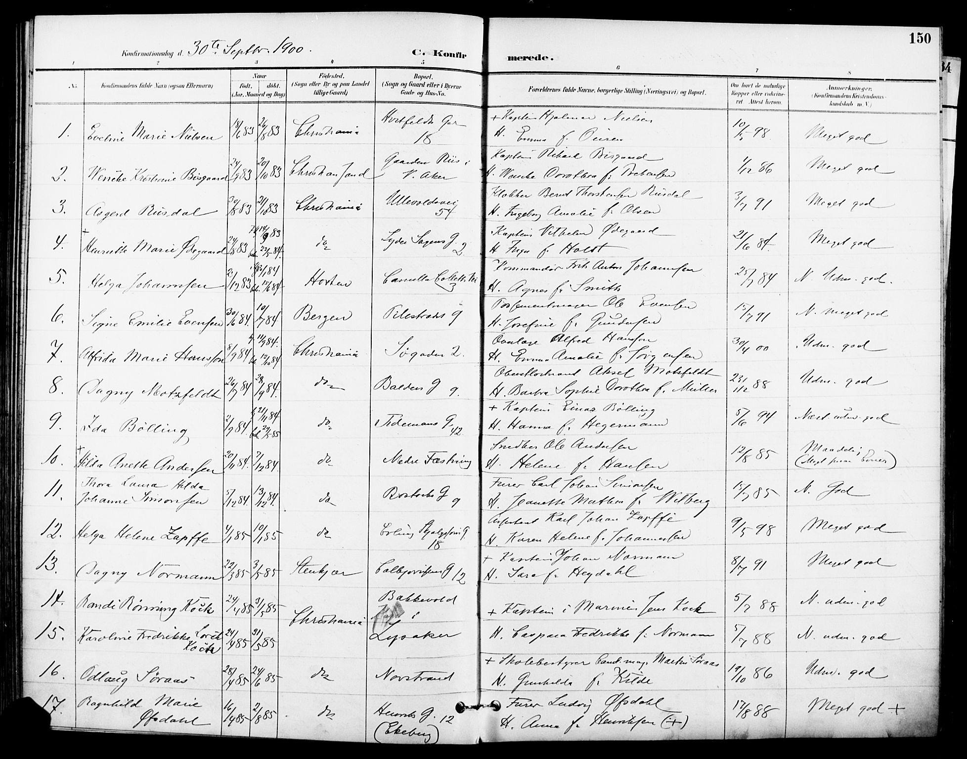 Garnisonsmenigheten Kirkebøker, AV/SAO-A-10846/F/Fa/L0013: Parish register (official) no. 13, 1894-1904, p. 150