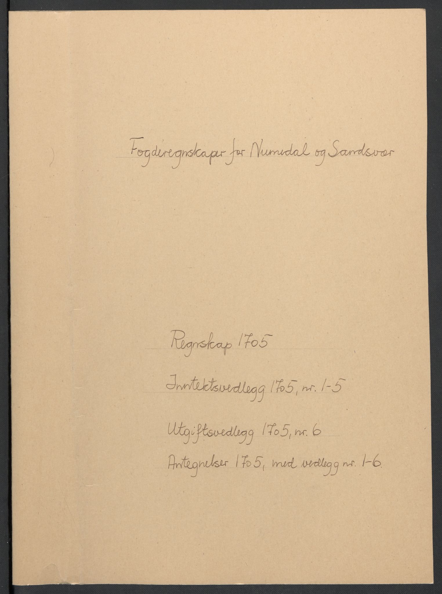 Rentekammeret inntil 1814, Reviderte regnskaper, Fogderegnskap, AV/RA-EA-4092/R24/L1583: Fogderegnskap Numedal og Sandsvær, 1705-1706, p. 2