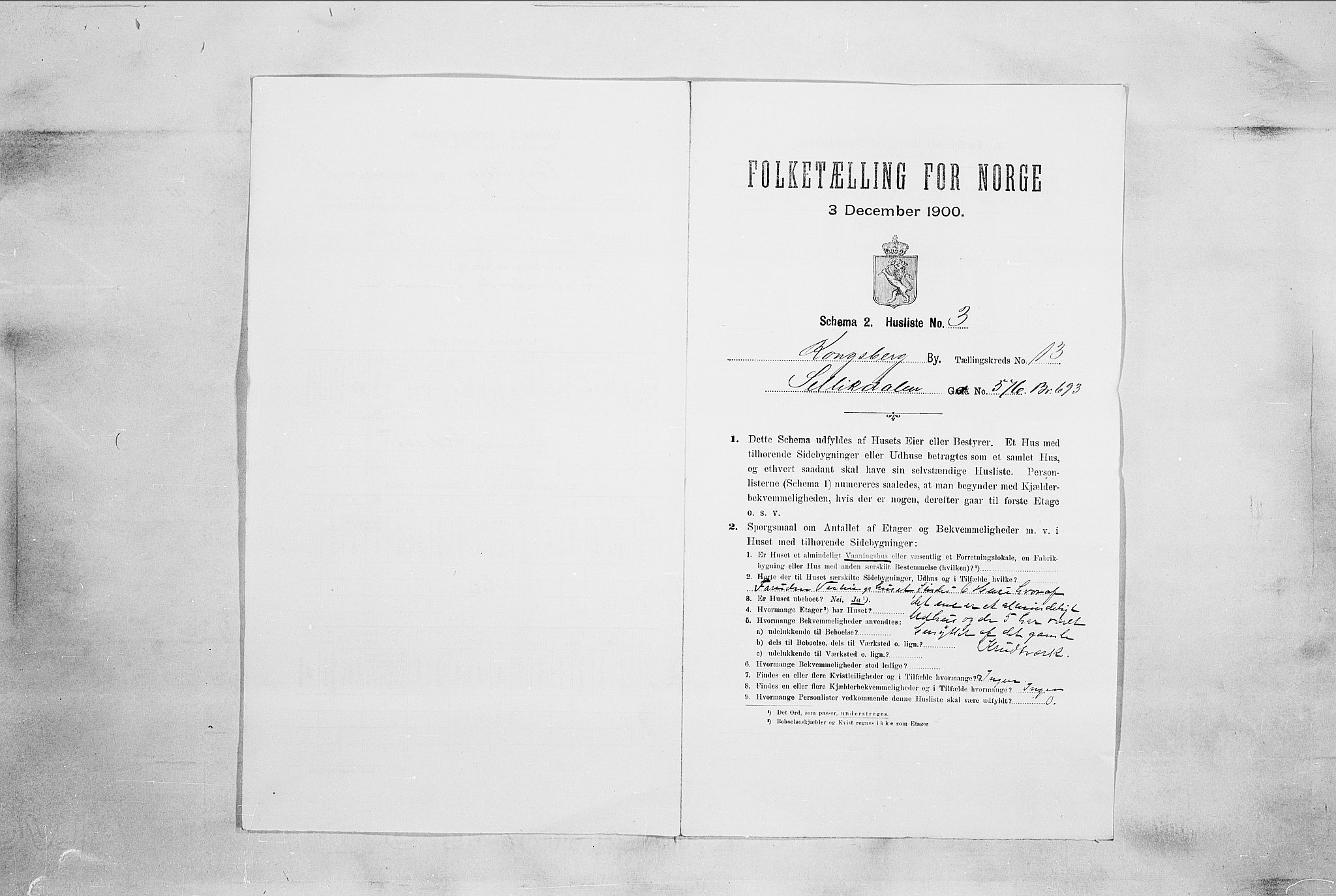 RA, 1900 census for Kongsberg, 1900, p. 2240