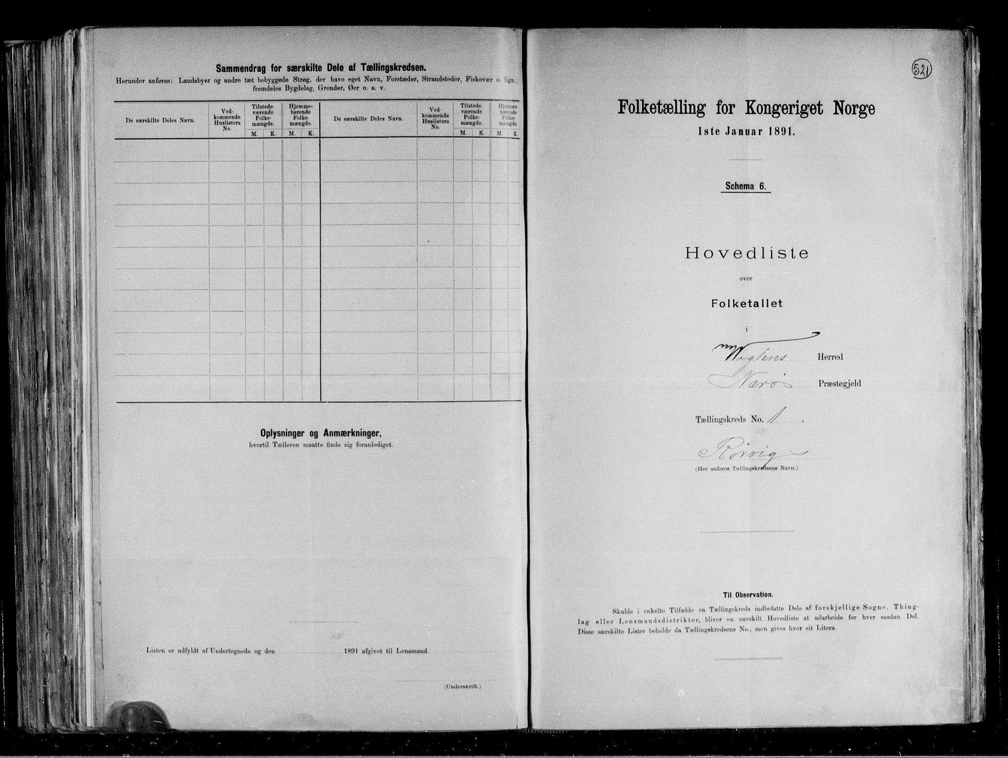 RA, 1891 census for 1750 Vikna, 1891, p. 6