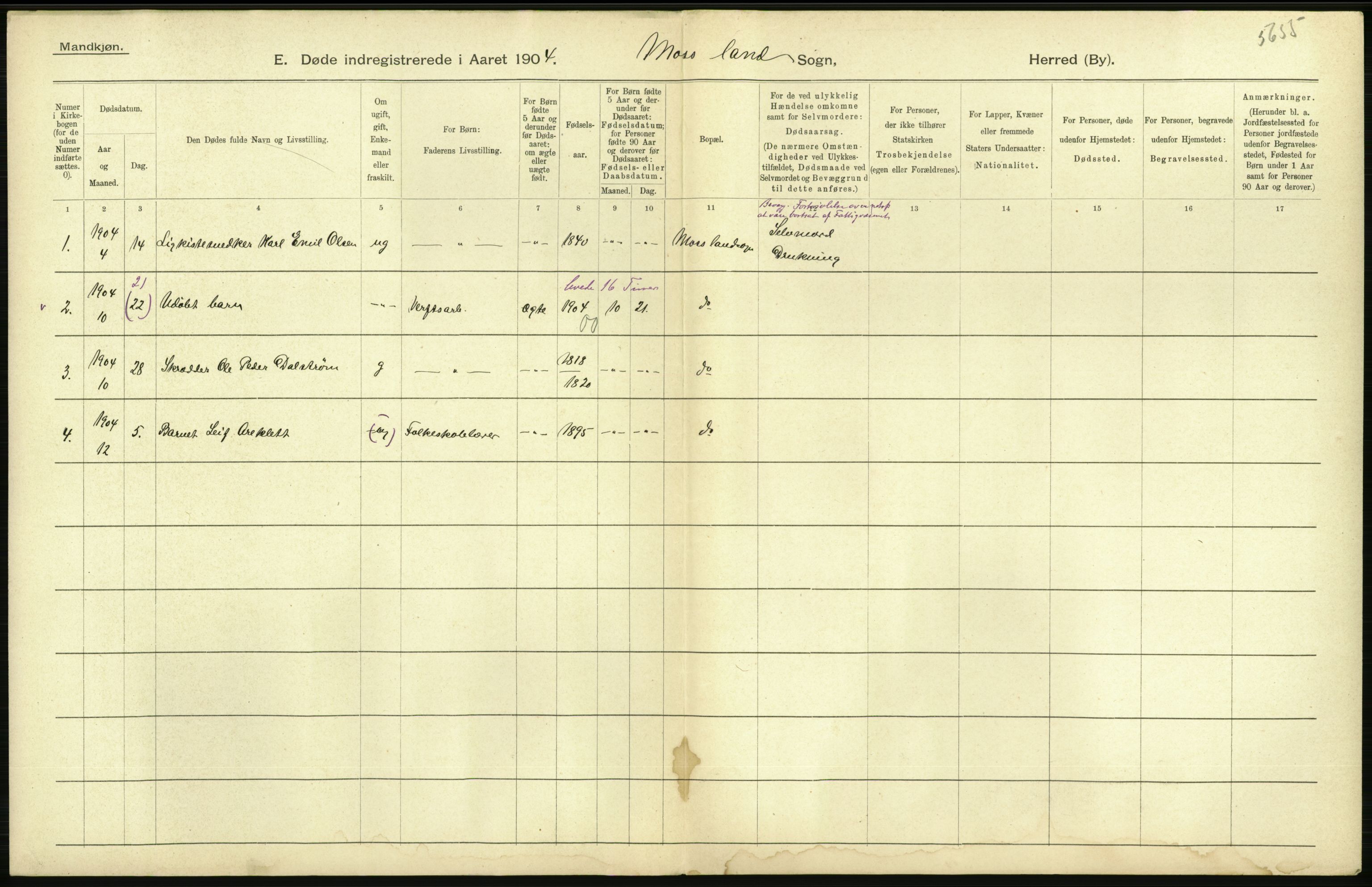 Statistisk sentralbyrå, Sosiodemografiske emner, Befolkning, AV/RA-S-2228/D/Df/Dfa/Dfab/L0001: Smålenenes amt: Fødte, gifte, døde, 1904, p. 834