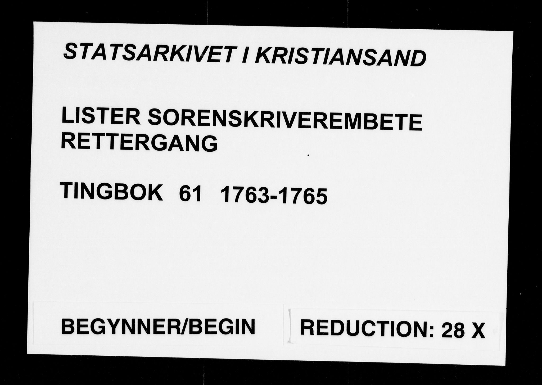 Lister sorenskriveri, AV/SAK-1221-0003/F/Fa/L0061: Tingbok nr 61, 1763-1765