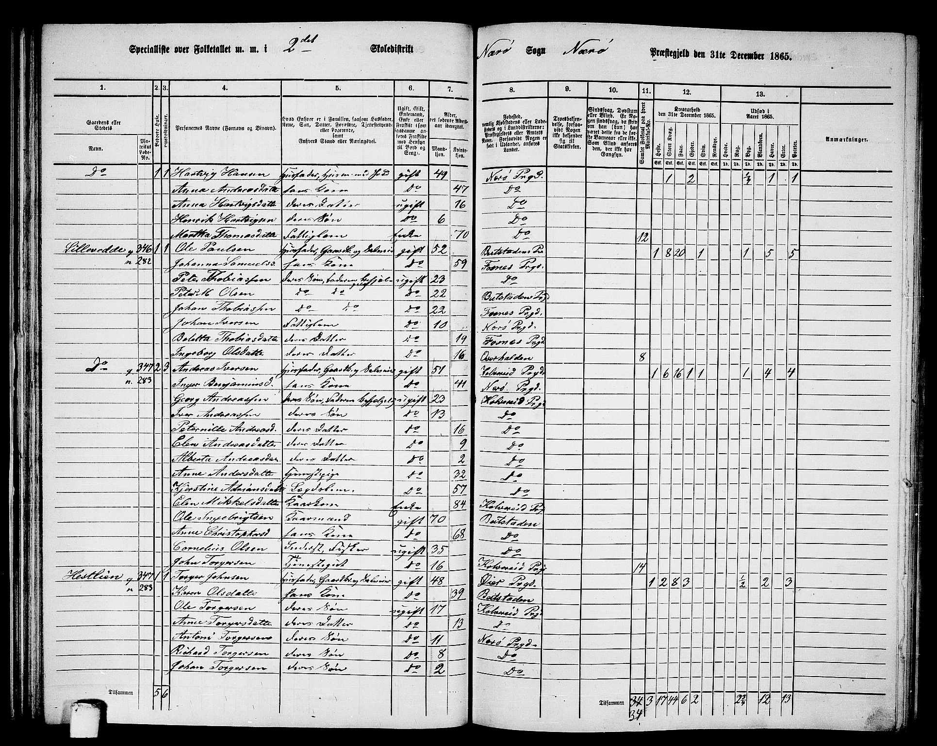 RA, 1865 census for Nærøy, 1865, p. 45