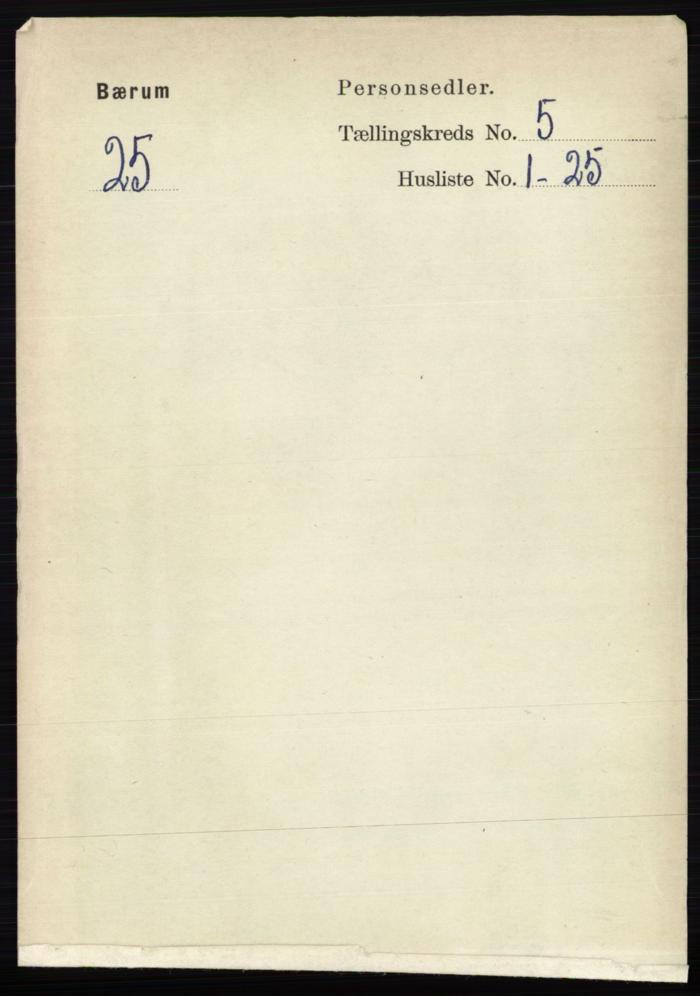 RA, 1891 census for 0219 Bærum, 1891, p. 3001