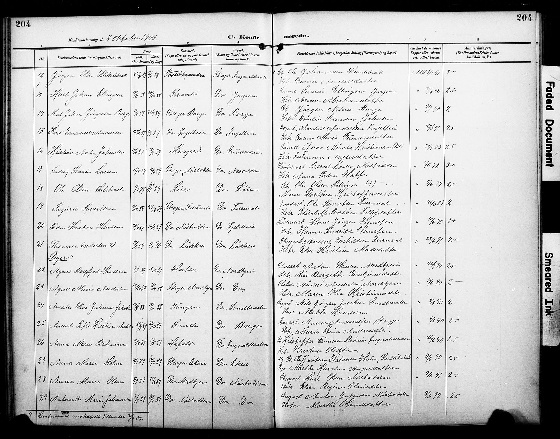 Skoger kirkebøker, AV/SAKO-A-59/G/Ga/L0003: Parish register (copy) no. I 3, 1900-1927, p. 204
