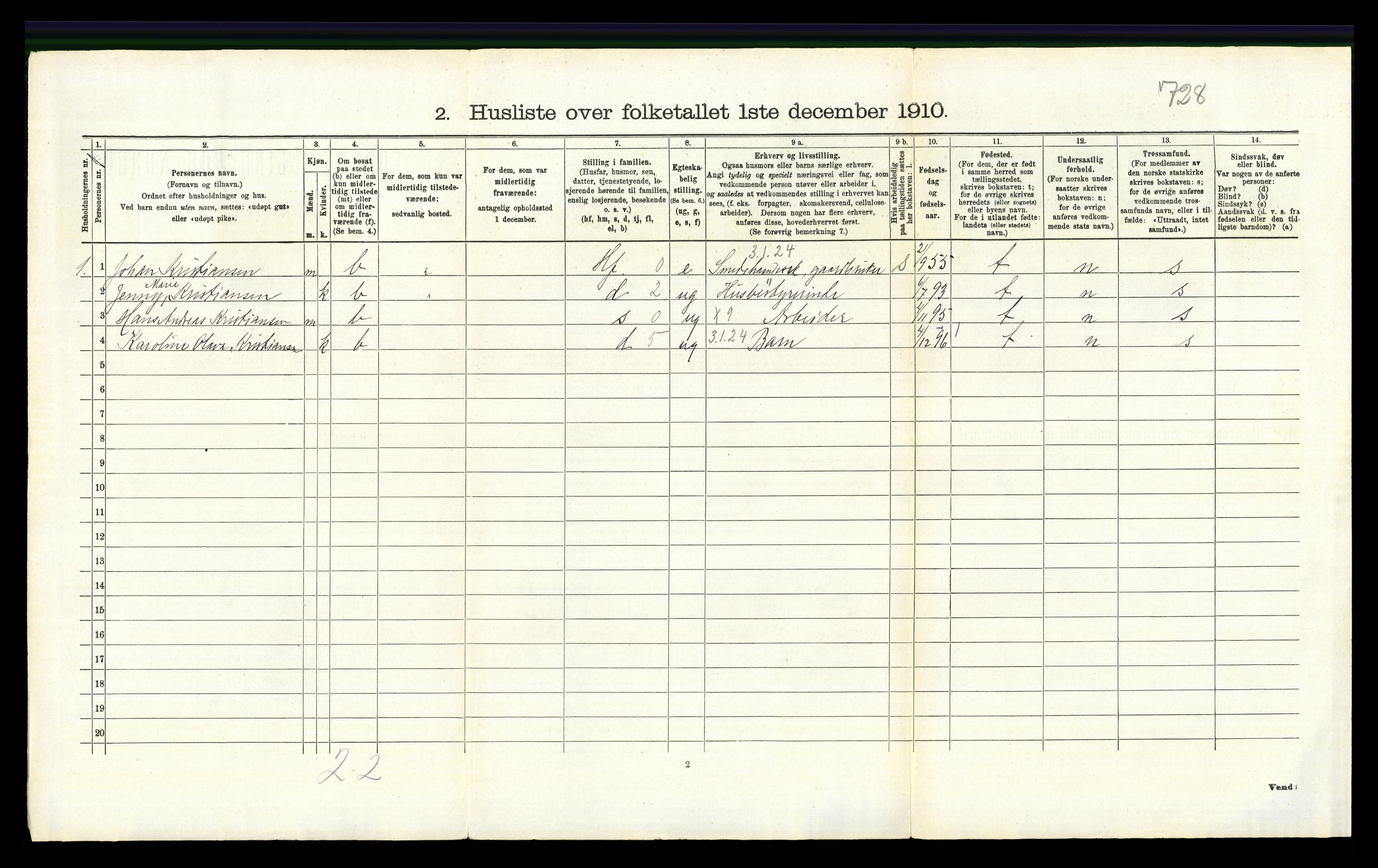 RA, 1910 census for Hole, 1910, p. 211