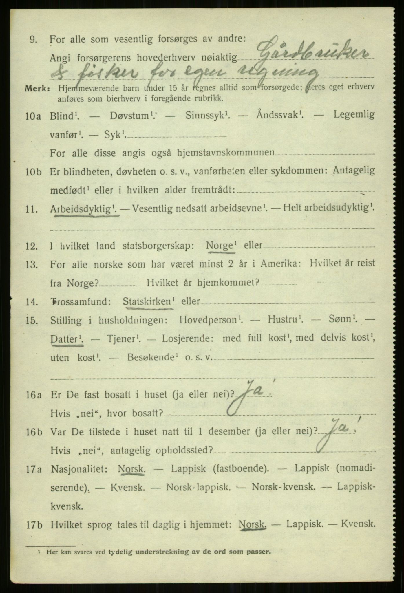 SATØ, 1920 census for Helgøy, 1920, p. 2540