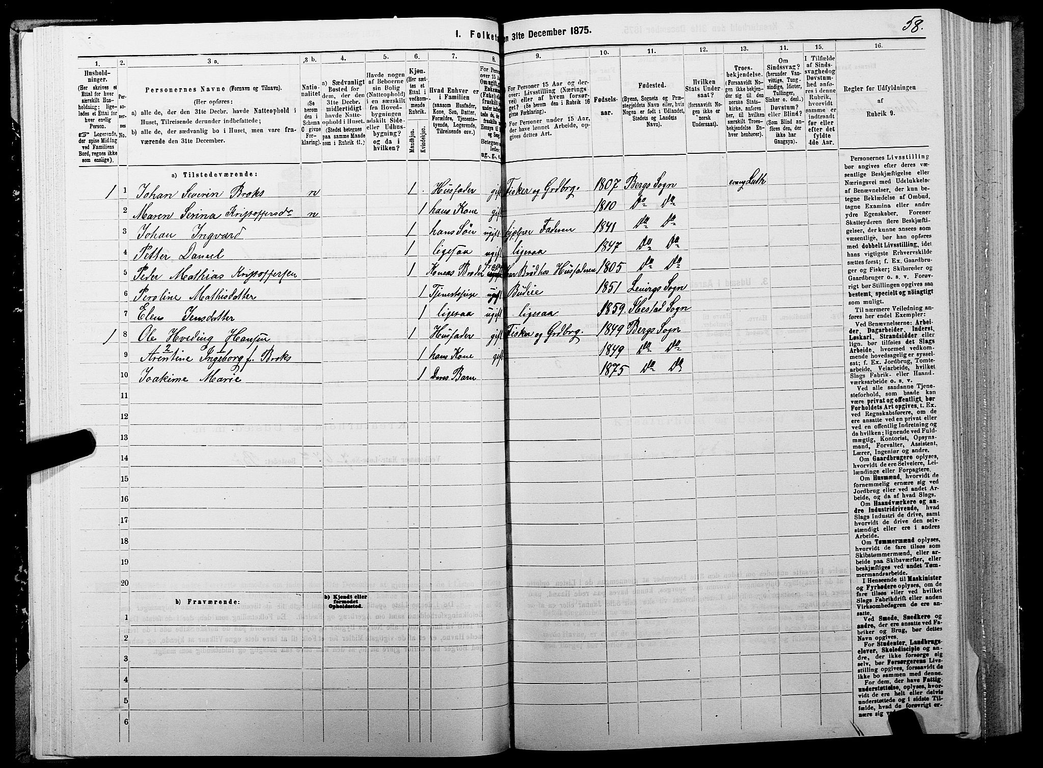 SATØ, 1875 census for 1929P Berg, 1875, p. 1058