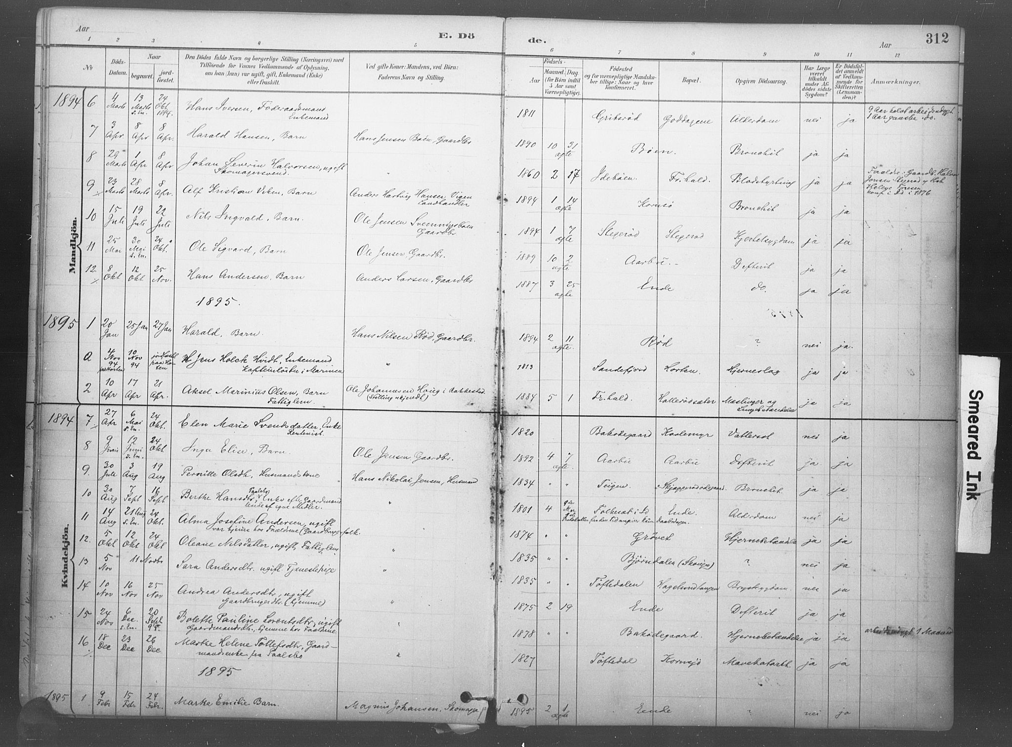 Idd prestekontor Kirkebøker, SAO/A-10911/F/Fb/L0002: Parish register (official) no. II 2, 1882-1923, p. 312