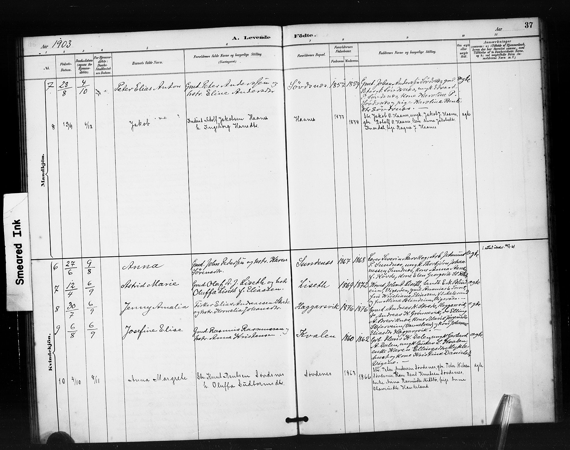 Ministerialprotokoller, klokkerbøker og fødselsregistre - Møre og Romsdal, AV/SAT-A-1454/504/L0056: Parish register (official) no. 504A03, 1884-1904, p. 37