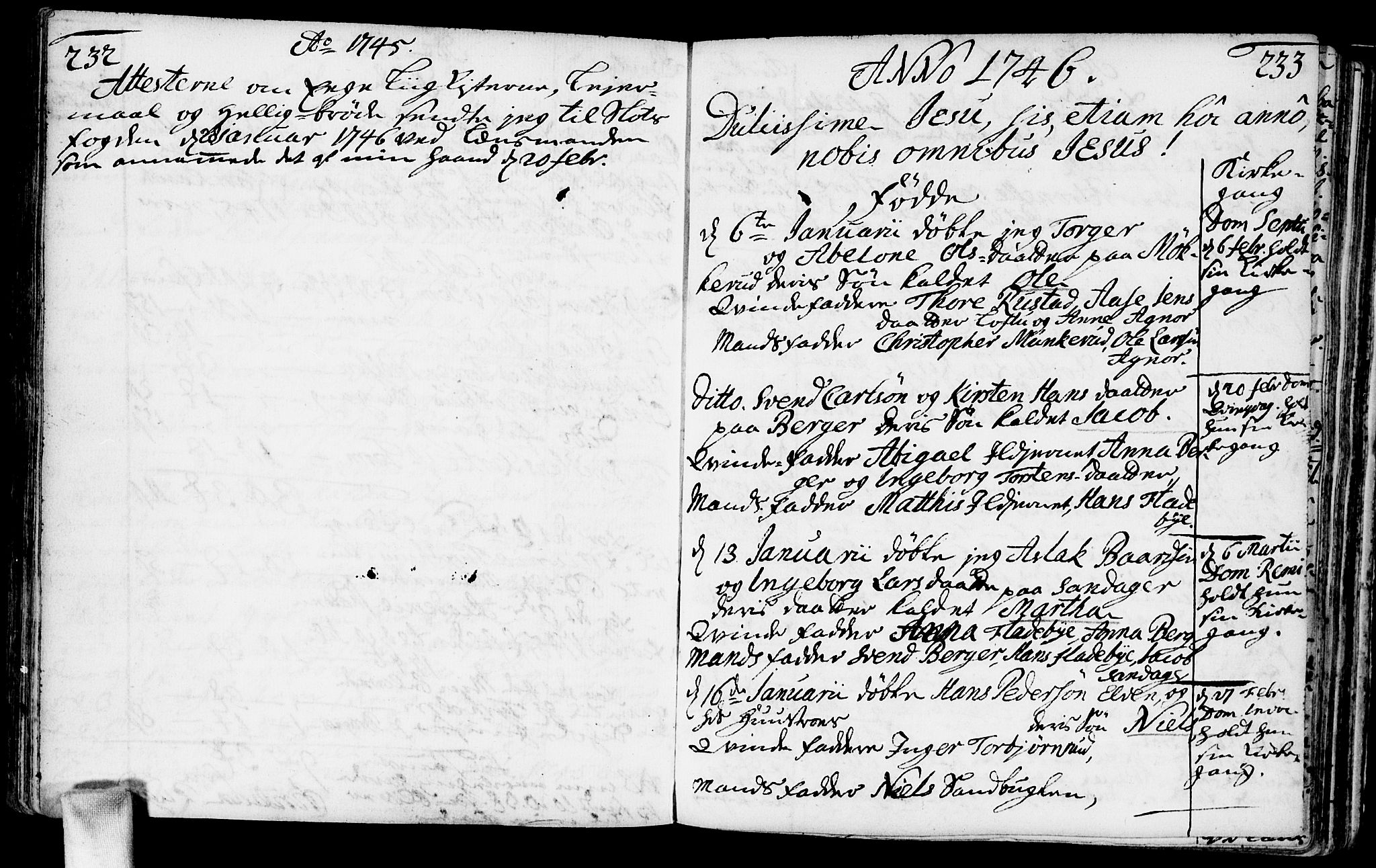 Nesodden prestekontor Kirkebøker, SAO/A-10013/F/Fa/L0001: Parish register (official) no. I 1, 1709-1749, p. 232-233