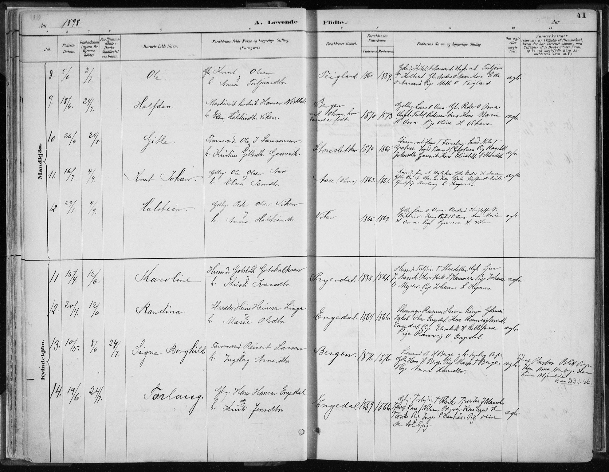 Strandebarm sokneprestembete, AV/SAB-A-78401/H/Haa: Parish register (official) no. B  1, 1886-1908, p. 41