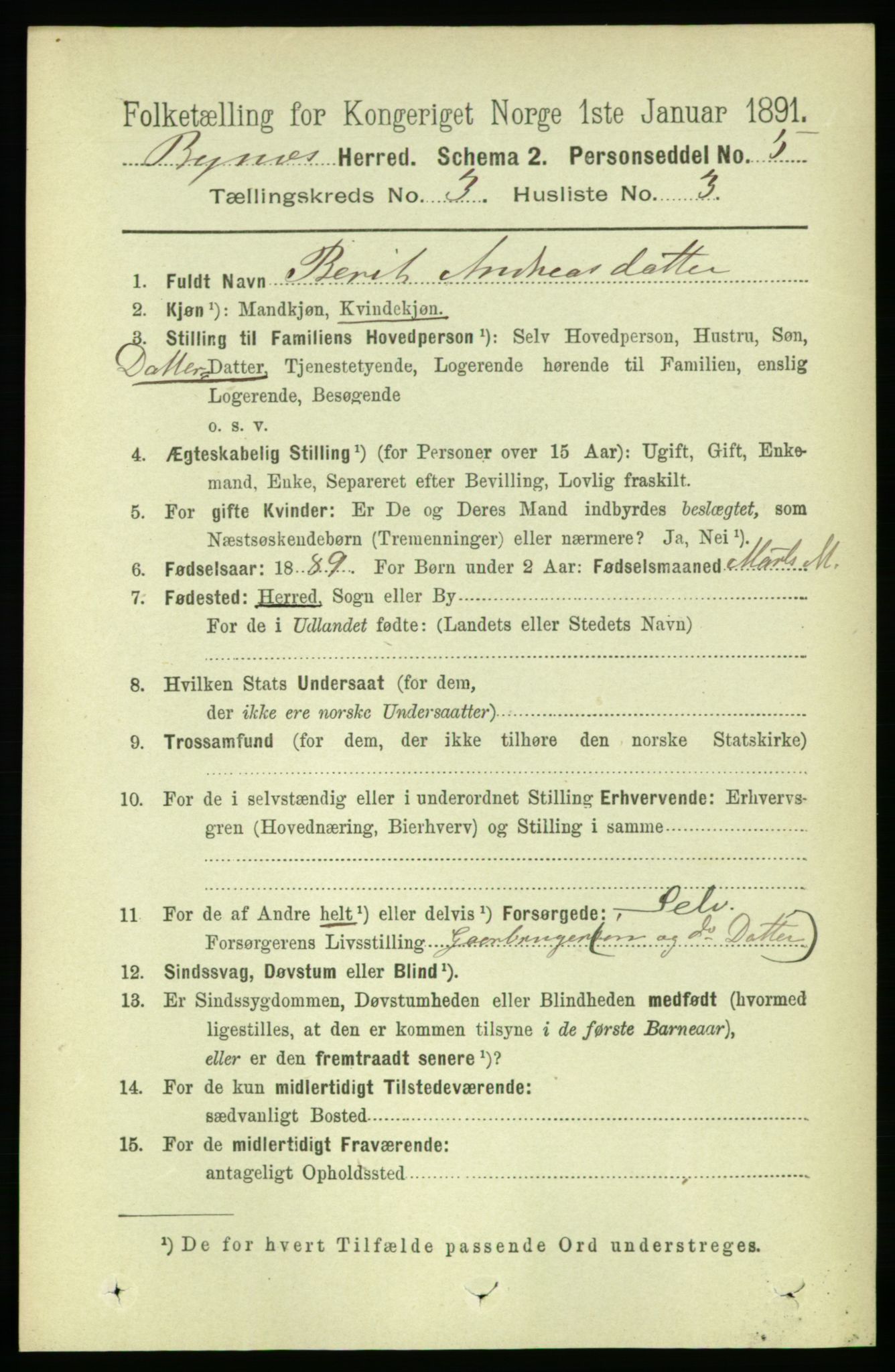 RA, 1891 census for 1655 Byneset, 1891, p. 1305