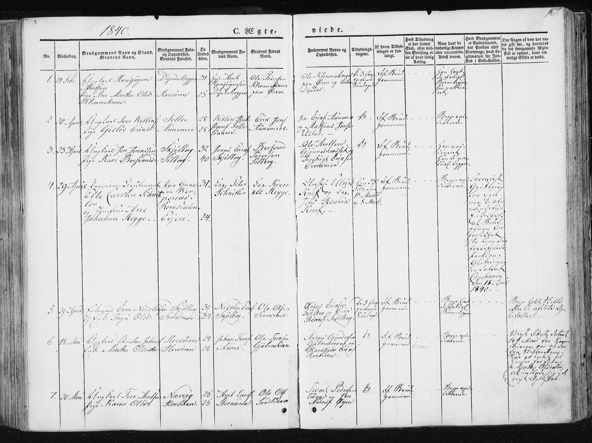 Ministerialprotokoller, klokkerbøker og fødselsregistre - Sør-Trøndelag, SAT/A-1456/668/L0805: Parish register (official) no. 668A05, 1840-1853, p. 167