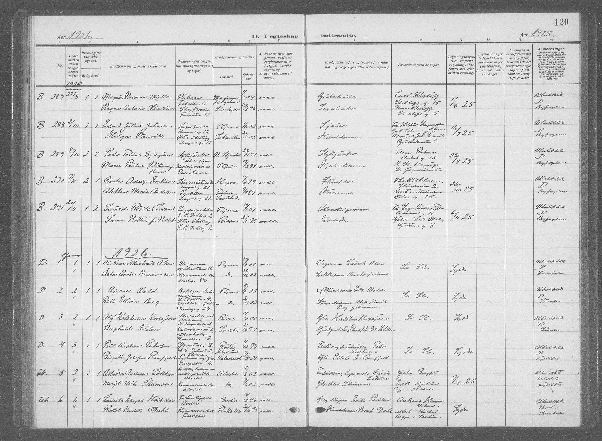 Ministerialprotokoller, klokkerbøker og fødselsregistre - Sør-Trøndelag, SAT/A-1456/601/L0098: Parish register (copy) no. 601C16, 1921-1934, p. 120