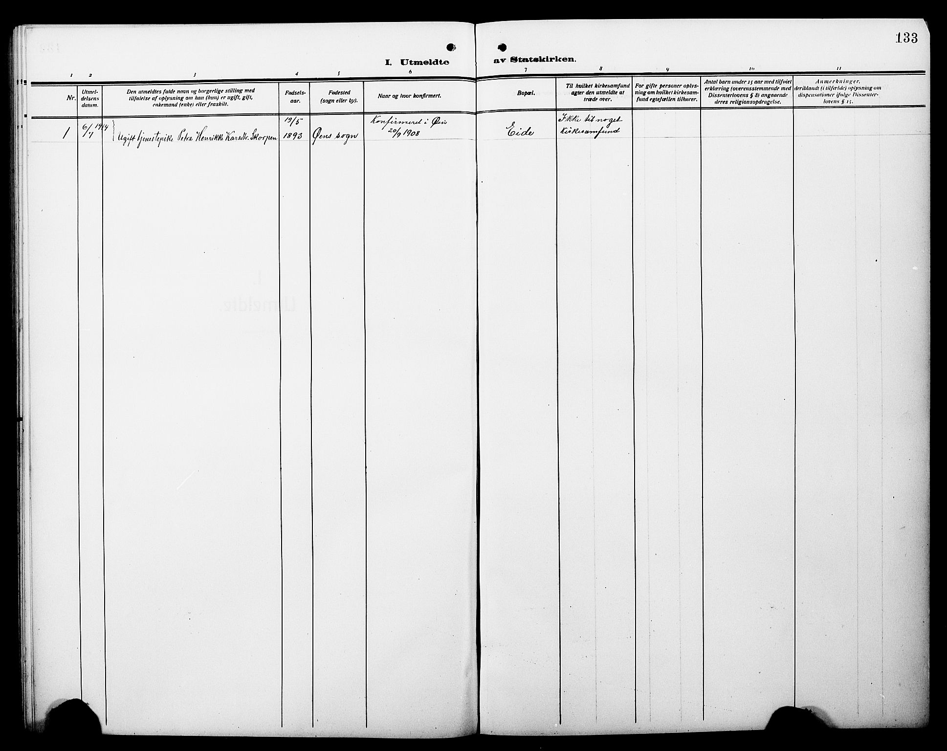 Hyllestad sokneprestembete, SAB/A-80401: Parish register (copy) no. C 4, 1914-1927, p. 133