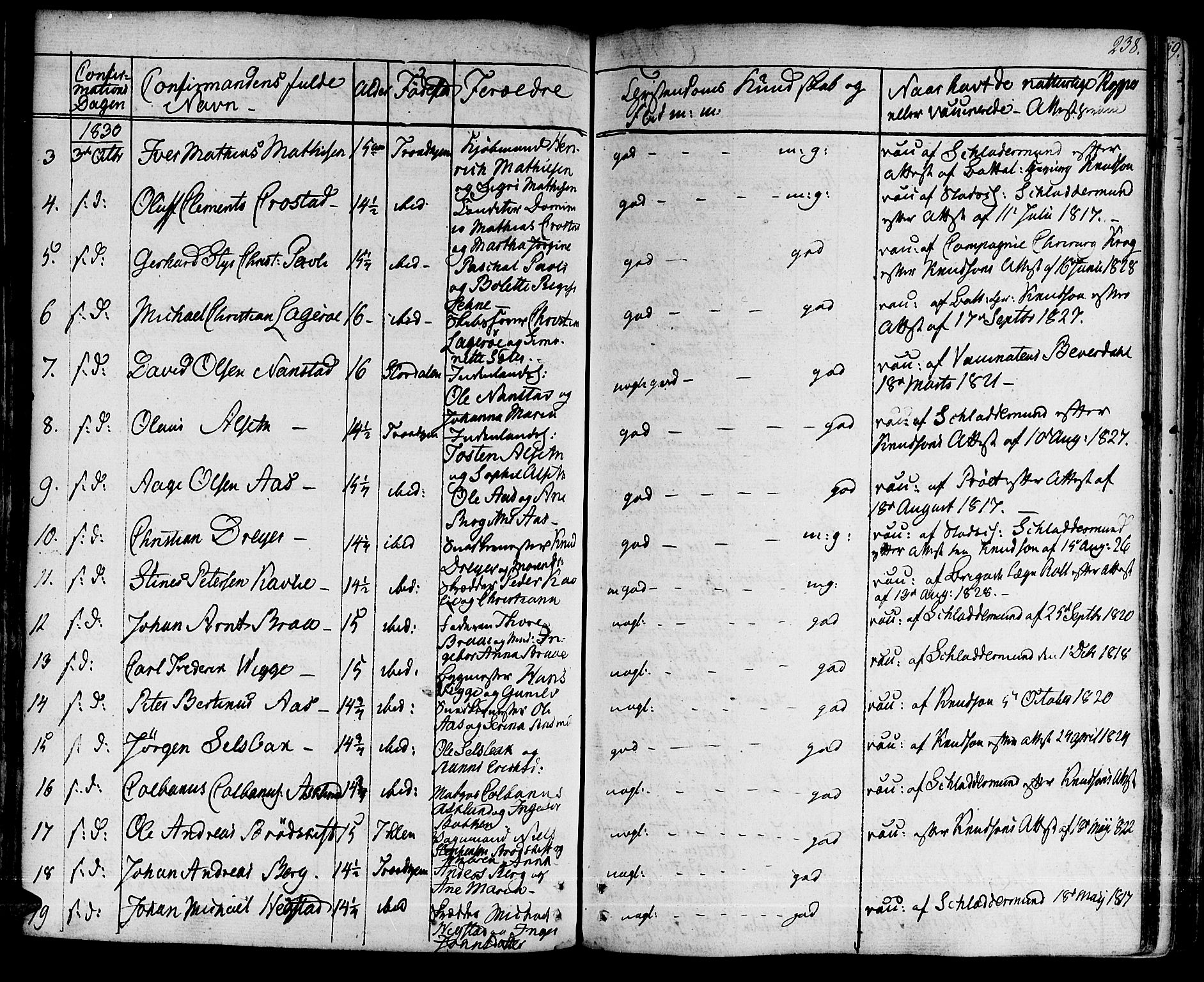 Ministerialprotokoller, klokkerbøker og fødselsregistre - Sør-Trøndelag, AV/SAT-A-1456/601/L0045: Parish register (official) no. 601A13, 1821-1831, p. 238