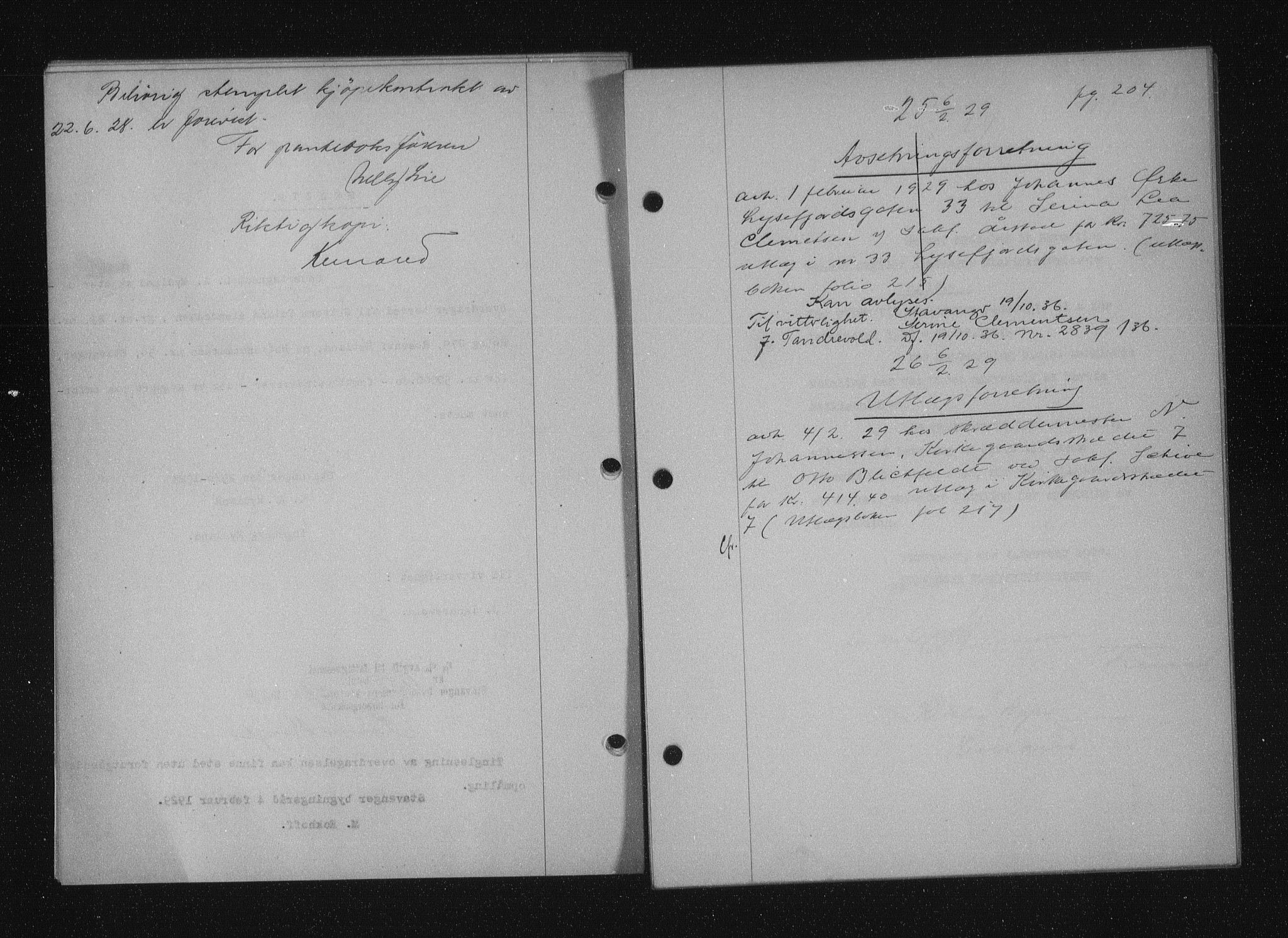 Stavanger byfogd, AV/SAST-A-101408/001/4/41/410/410BB/L0055: Mortgage book no. 43, 1928-1929, Deed date: 06.02.1929