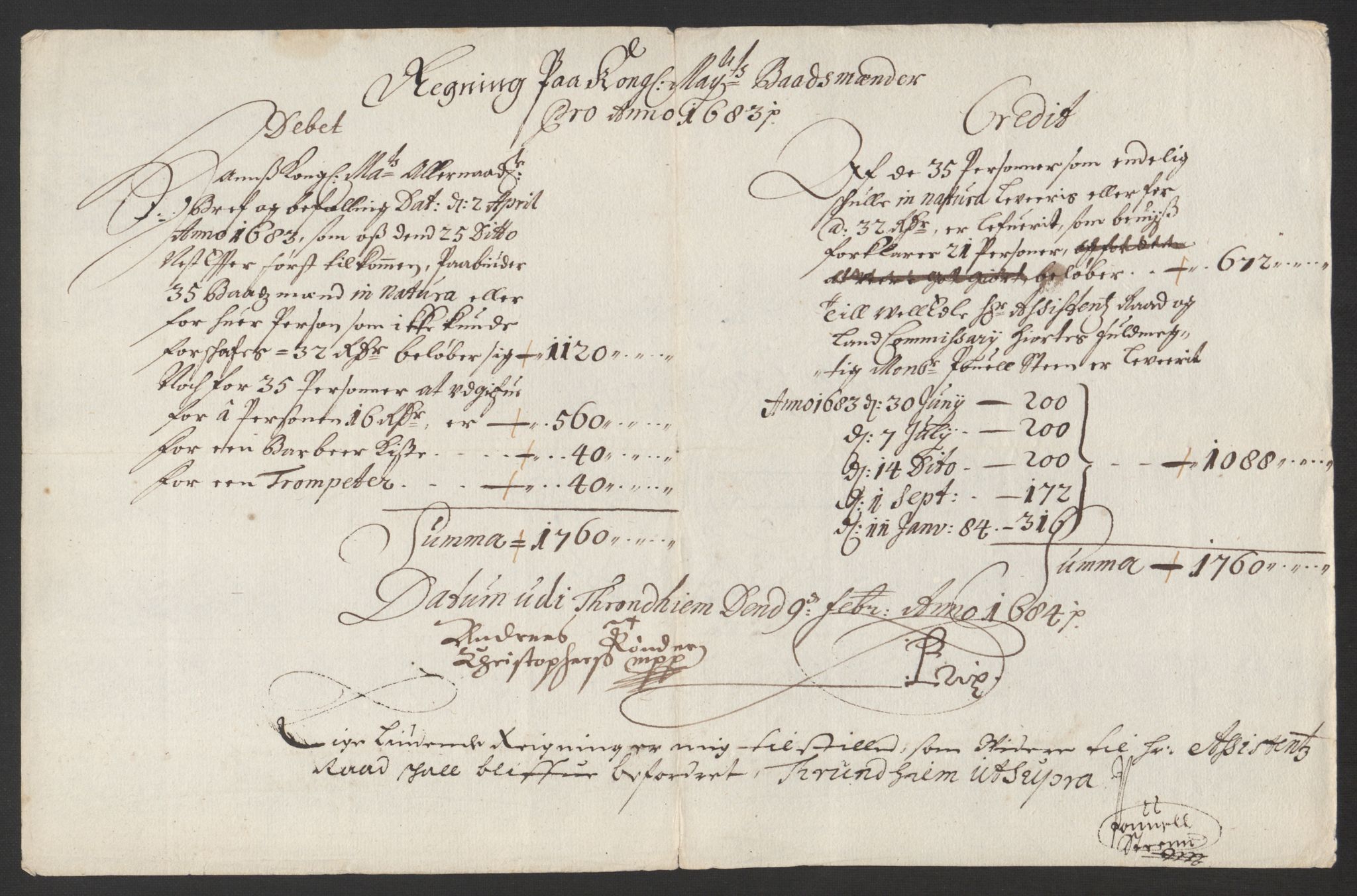 Rentekammeret inntil 1814, Reviderte regnskaper, Byregnskaper, AV/RA-EA-4066/R/Rs/L0504: [S1] Kontribusjonsregnskap, 1631-1684, p. 357