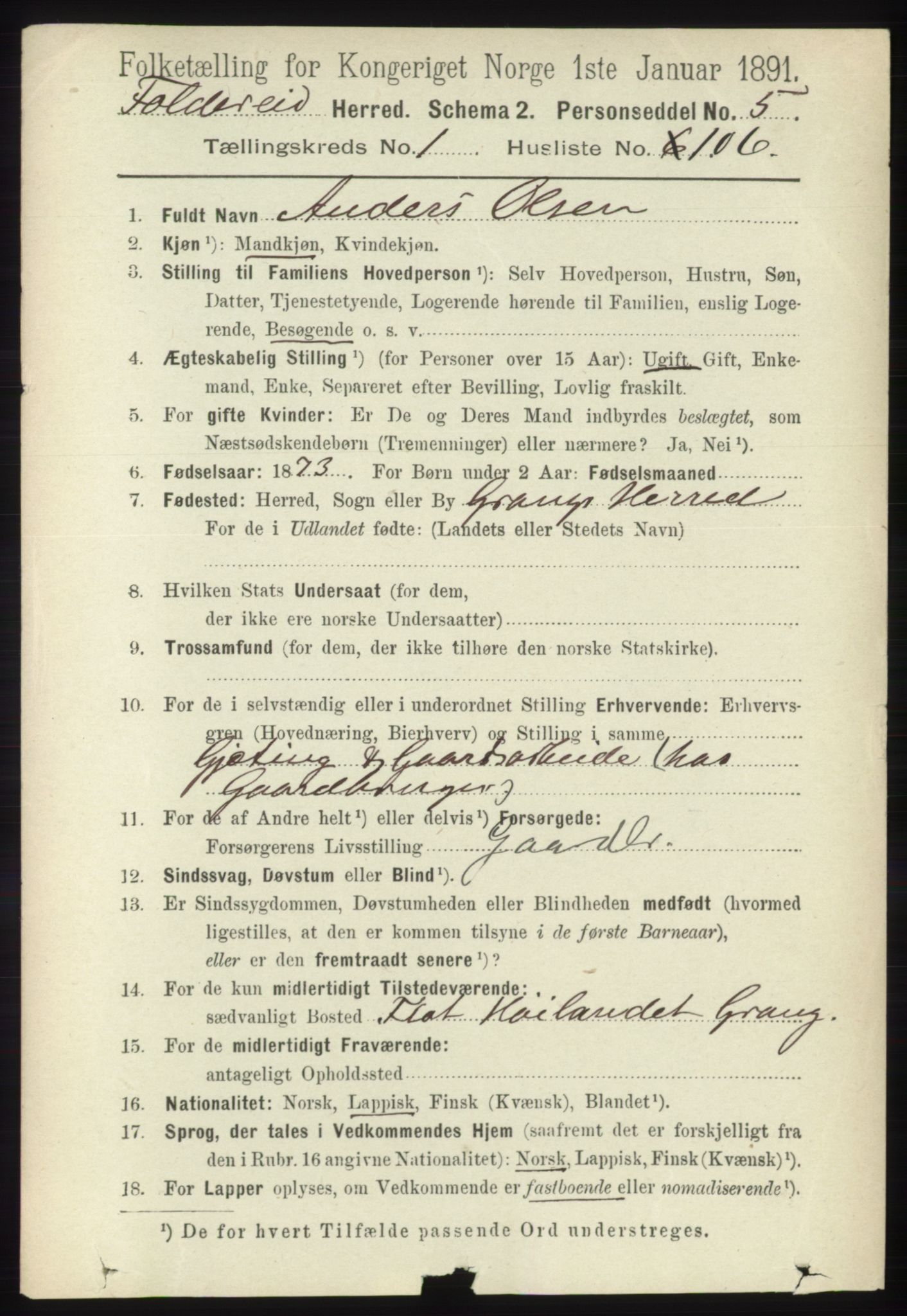 RA, 1891 census for 1753 Foldereid, 1891, p. 788