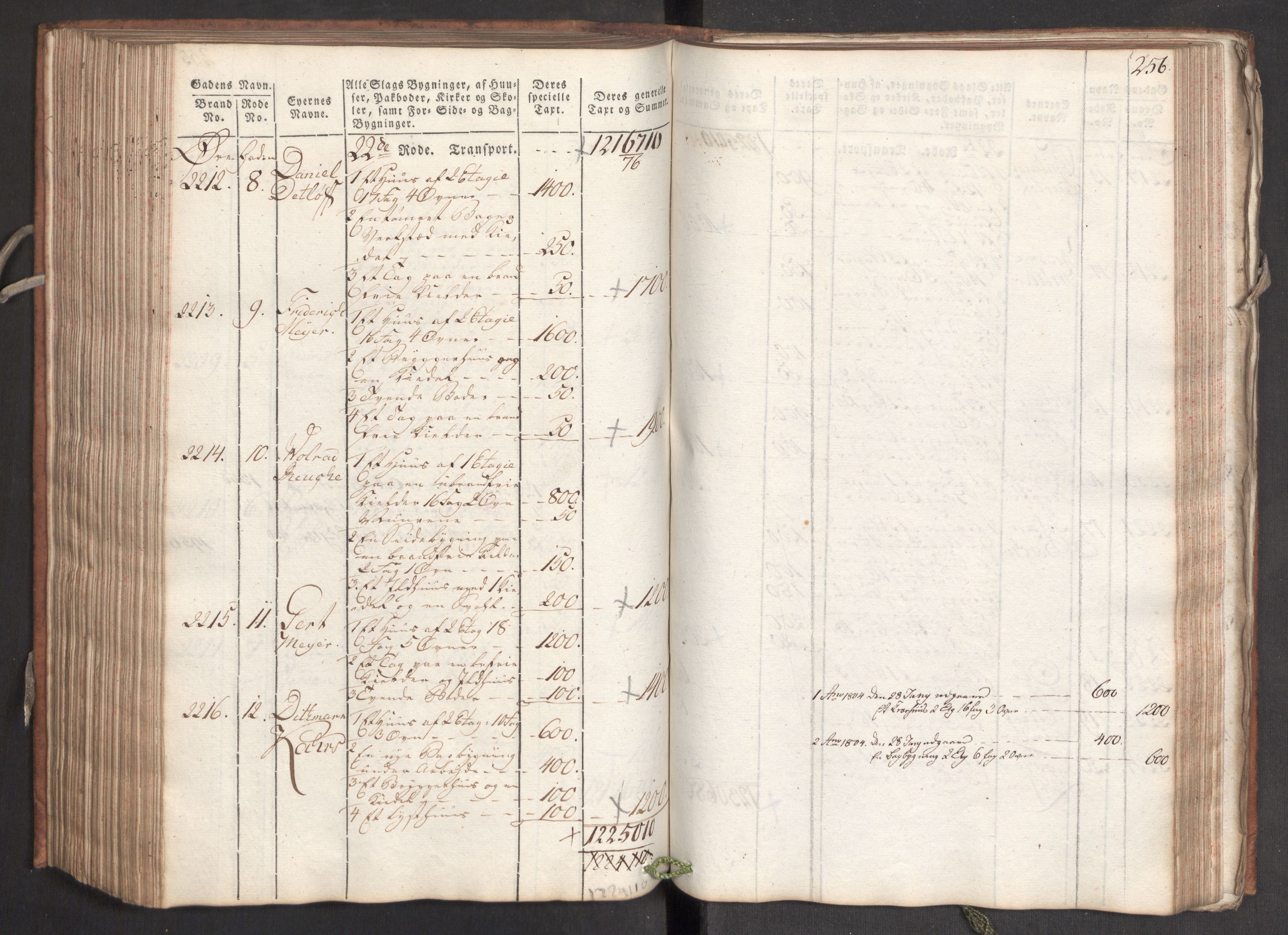 Kommersekollegiet, Brannforsikringskontoret 1767-1814, RA/EA-5458/F/Fa/L0006/0001: Bergen / Branntakstprotokoll, 1797, p. 256