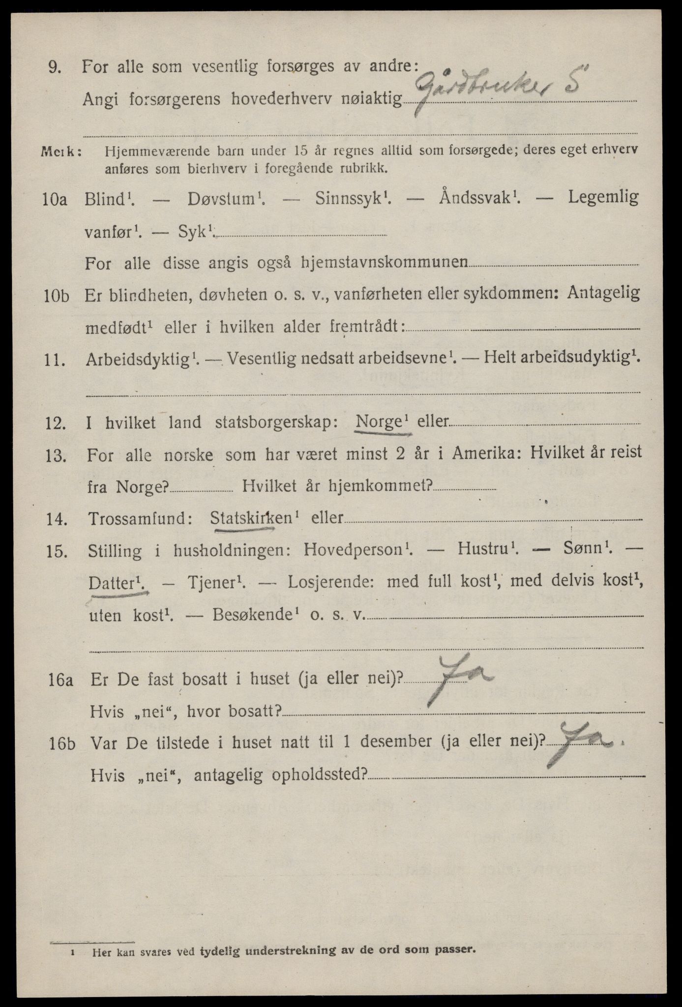 SAST, 1920 census for Håland, 1920, p. 3996