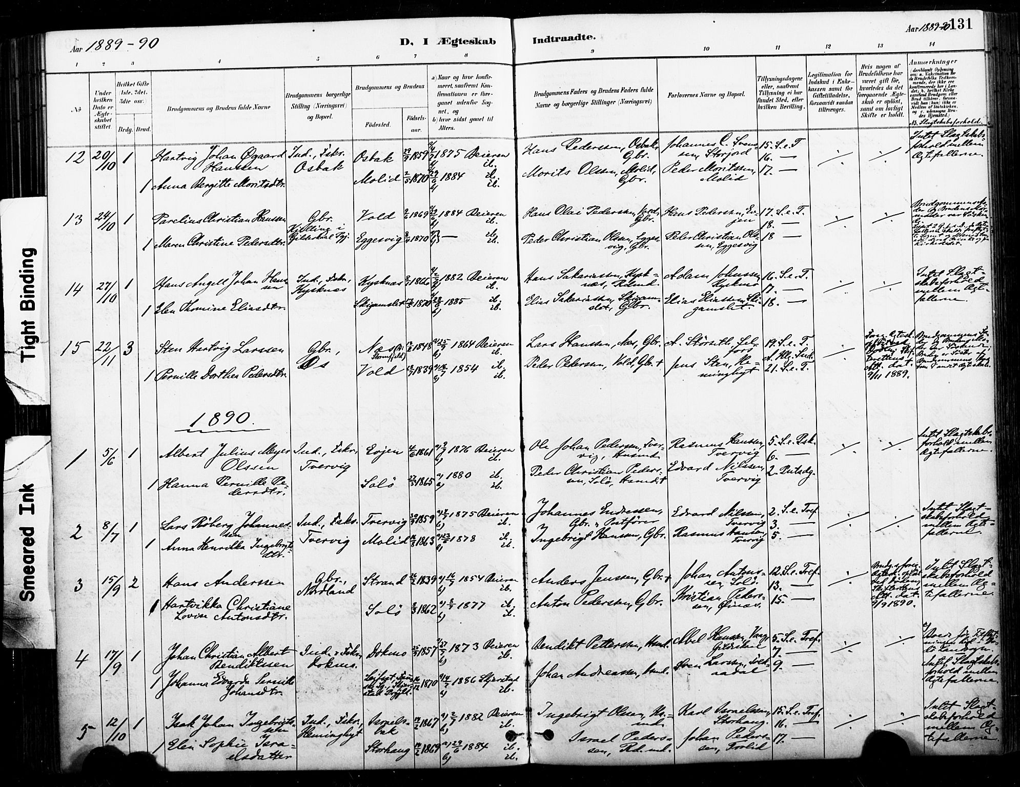Ministerialprotokoller, klokkerbøker og fødselsregistre - Nordland, AV/SAT-A-1459/846/L0646: Parish register (official) no. 846A04, 1887-1901, p. 131