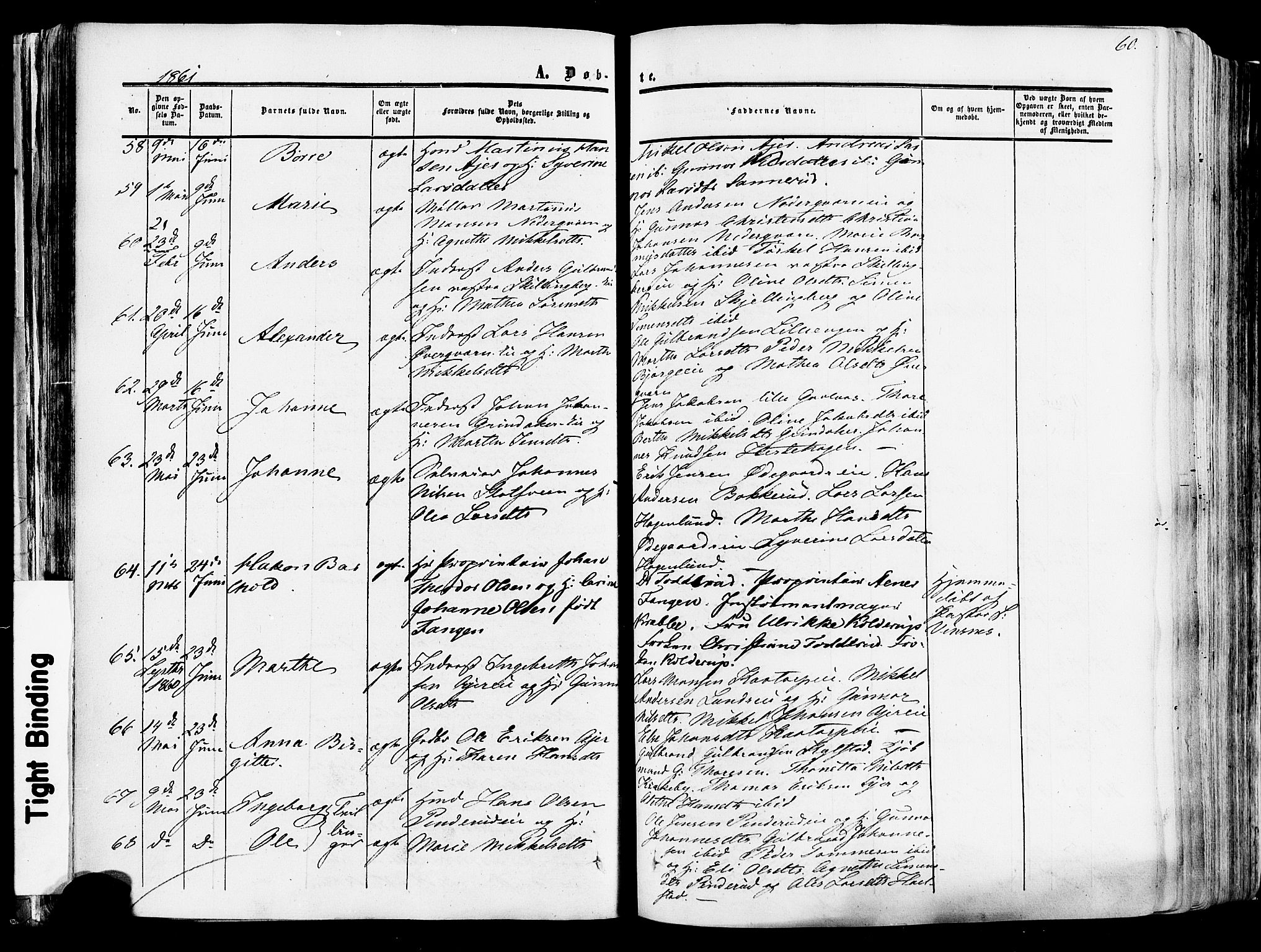Vang prestekontor, Hedmark, SAH/PREST-008/H/Ha/Haa/L0013: Parish register (official) no. 13, 1855-1879, p. 60