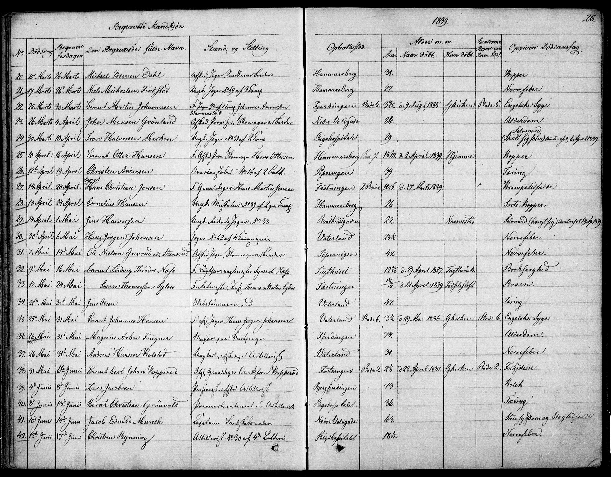 Garnisonsmenigheten Kirkebøker, AV/SAO-A-10846/F/Fa/L0007: Parish register (official) no. 7, 1828-1881, p. 26