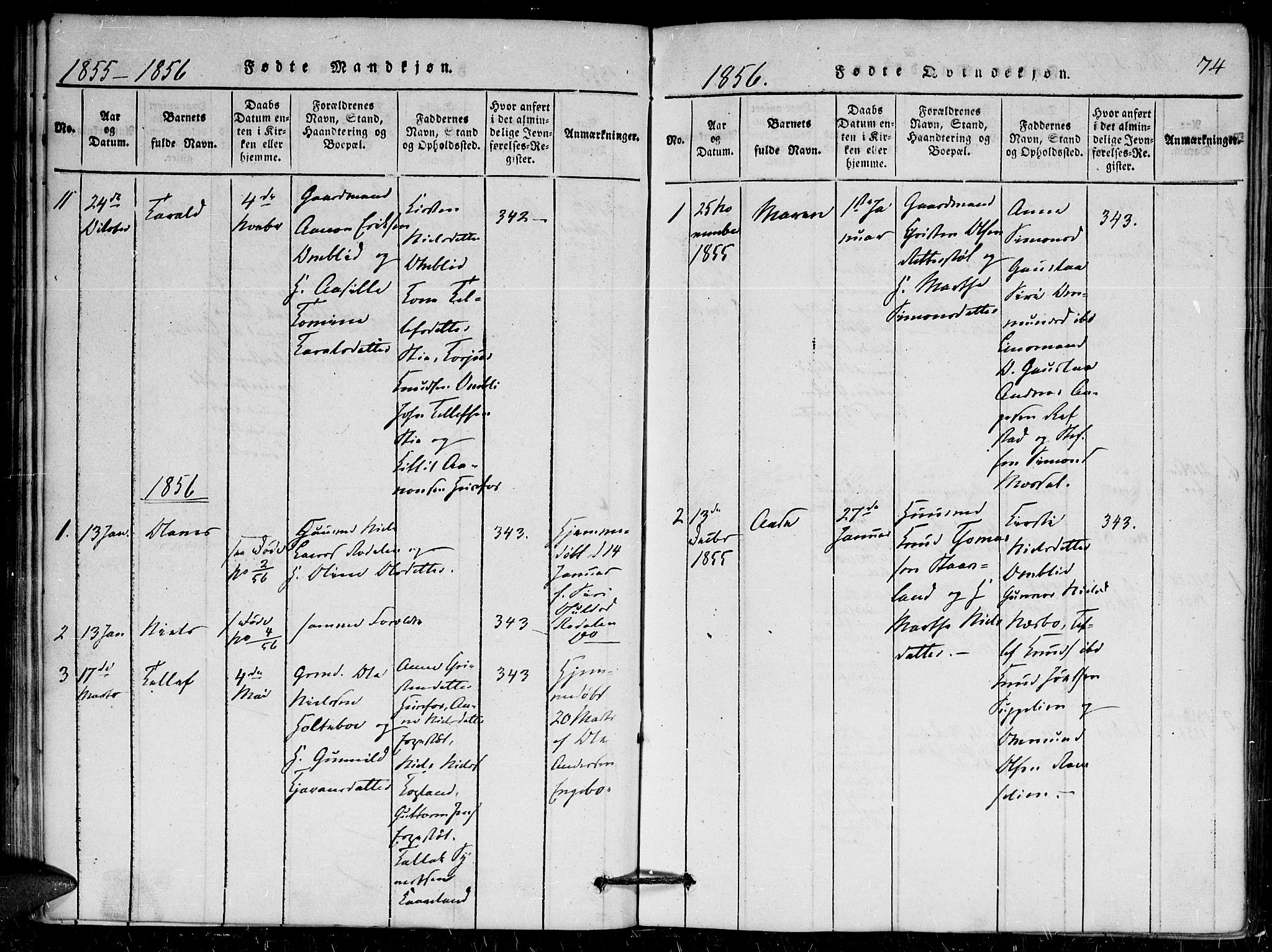 Herefoss sokneprestkontor, AV/SAK-1111-0019/F/Fa/Faa/L0001: Parish register (official) no. A 1, 1816-1860, p. 74