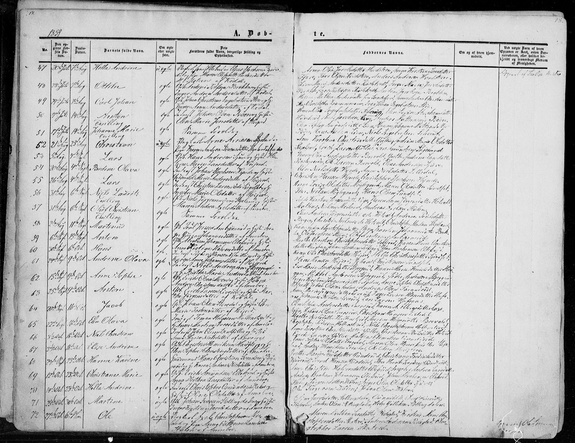 Andebu kirkebøker, AV/SAKO-A-336/F/Fa/L0005: Parish register (official) no. 5, 1857-1870, p. 17-18