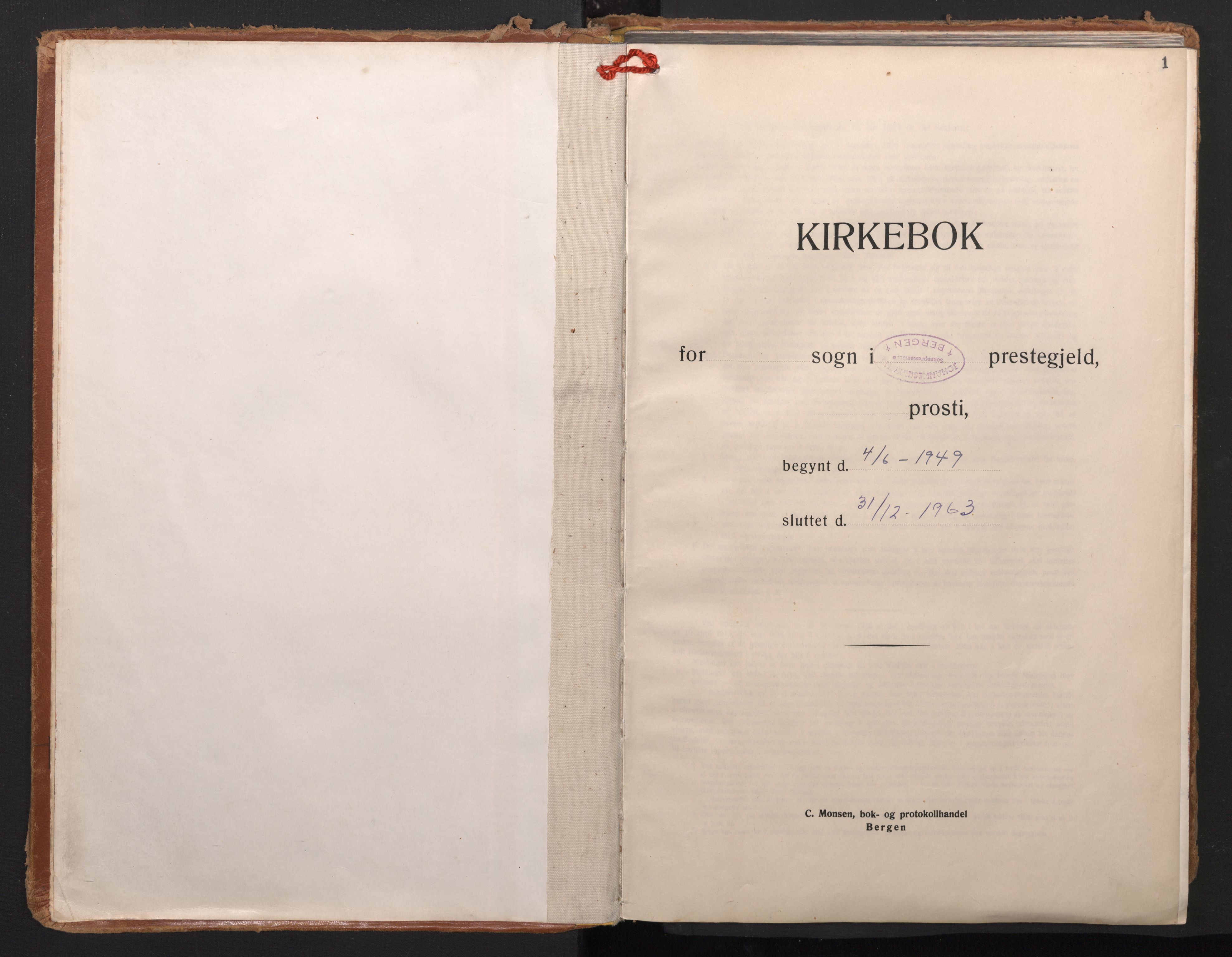 Johanneskirken sokneprestembete, AV/SAB-A-76001/H/Haa/L0015: Parish register (official) no. D 4, 1949-1963, p. 0b-1a