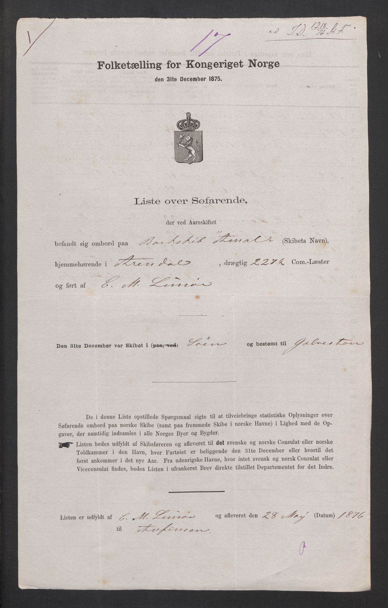 RA, 1875 census, lists of crew on ships: Ships in domestic ports, 1875, p. 359