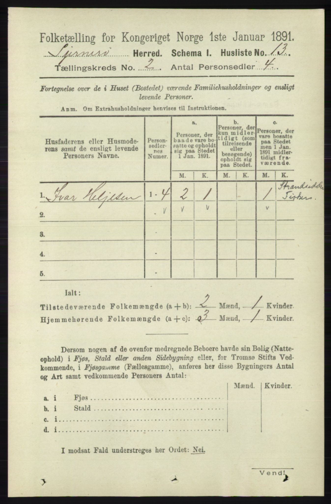 RA, 1891 census for 1140 Sjernarøy, 1891, p. 233