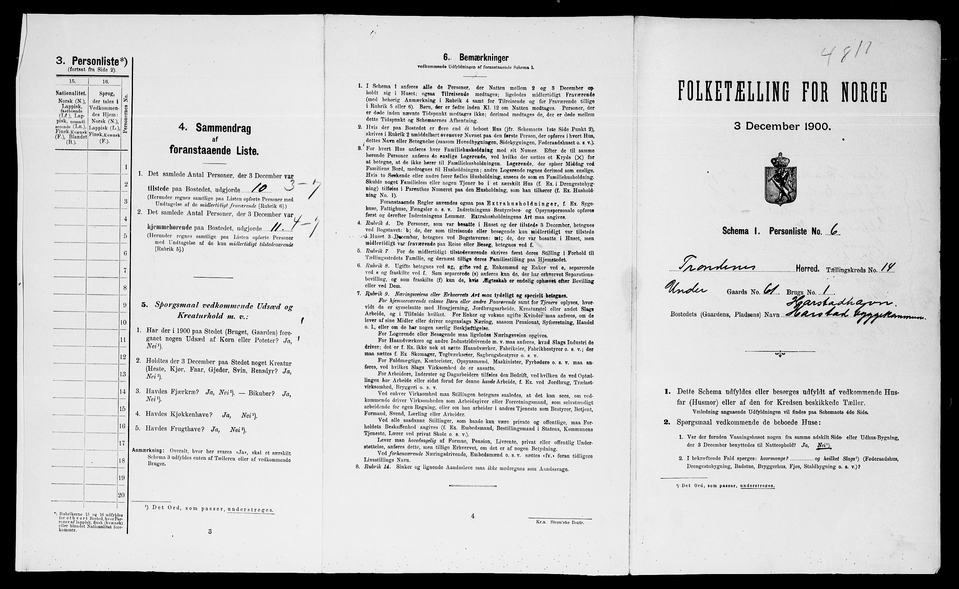 SATØ, 1900 census for Trondenes, 1900, p. 1663