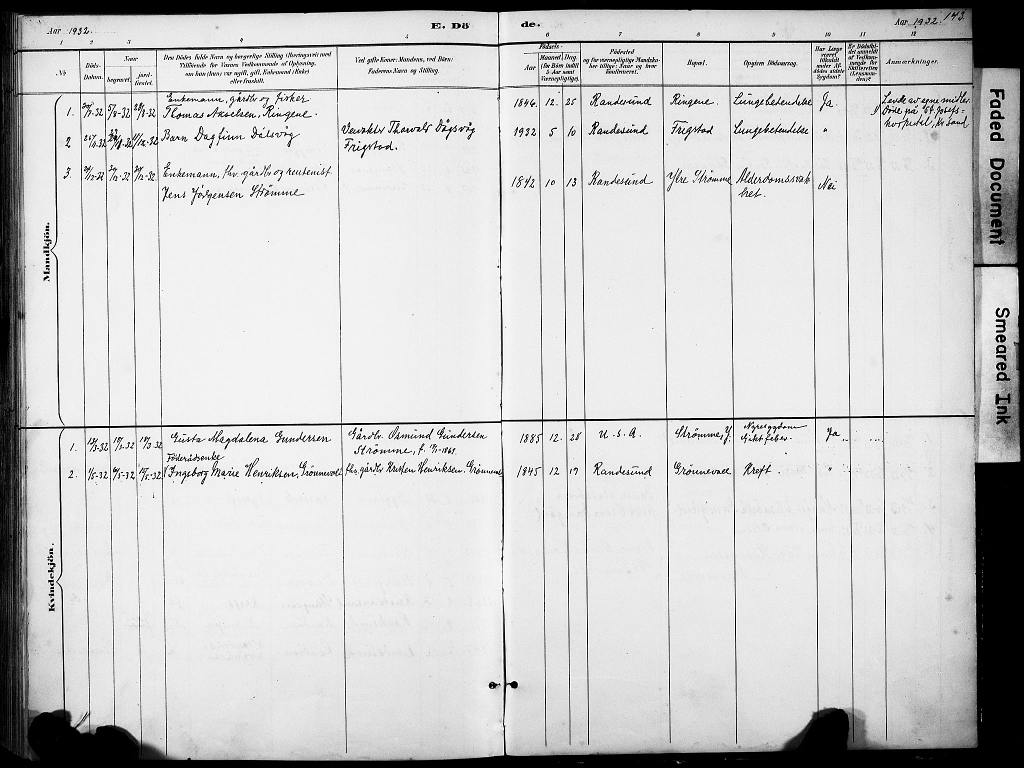 Oddernes sokneprestkontor, SAK/1111-0033/F/Fb/Fbb/L0002: Parish register (copy) no. B 2, 1889-1933, p. 143