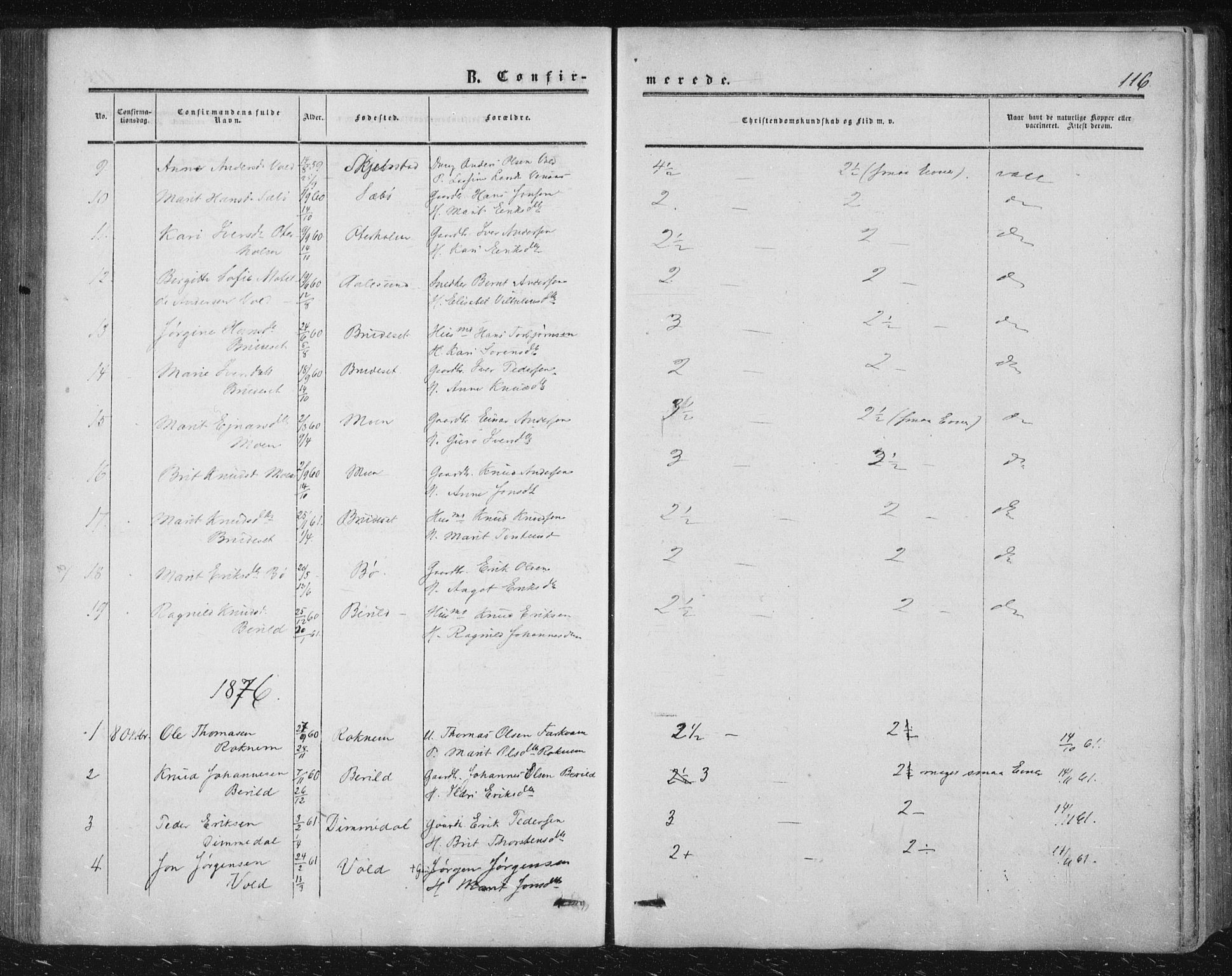 Ministerialprotokoller, klokkerbøker og fødselsregistre - Møre og Romsdal, AV/SAT-A-1454/543/L0562: Parish register (official) no. 543A02, 1854-1884, p. 116