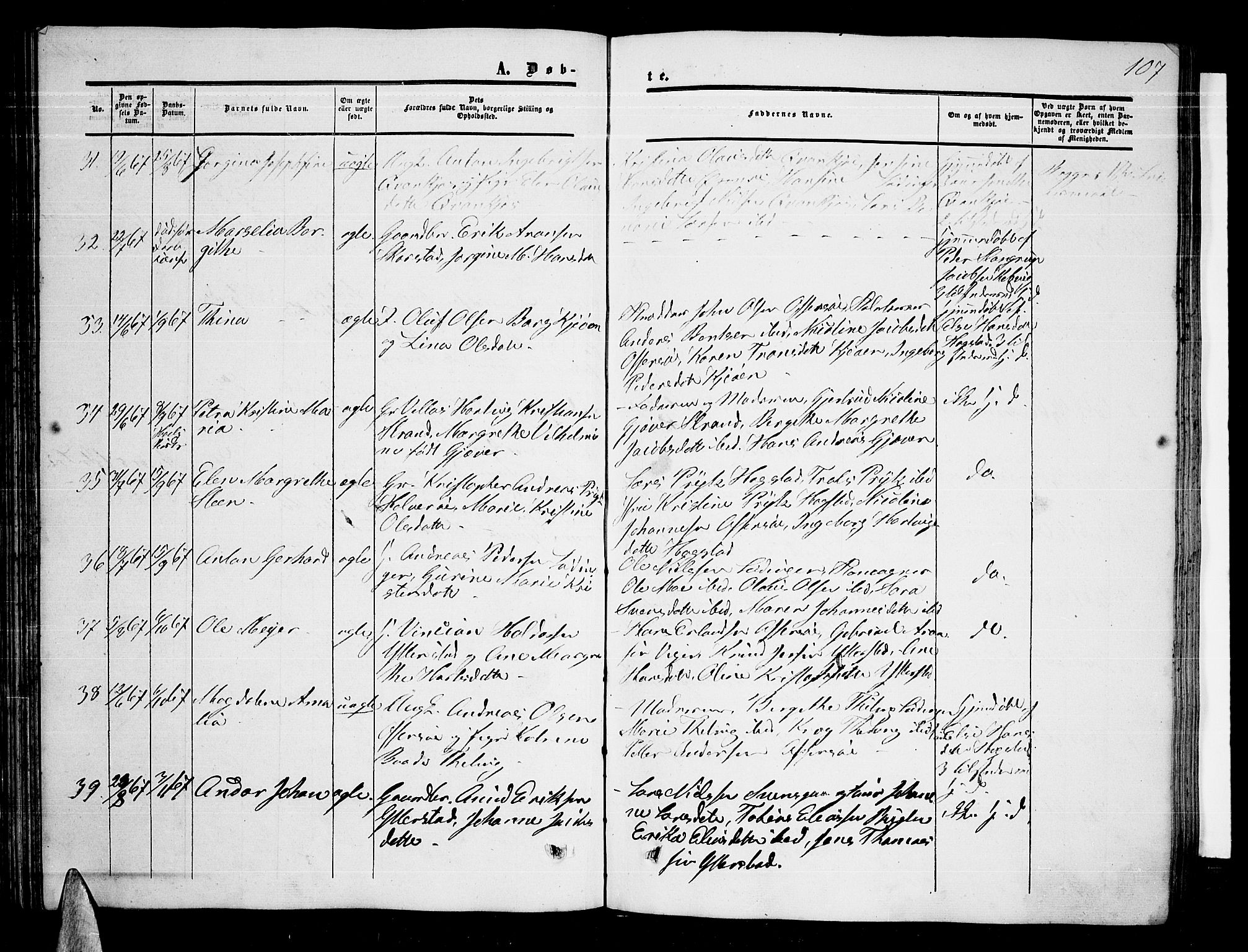 Ministerialprotokoller, klokkerbøker og fødselsregistre - Nordland, AV/SAT-A-1459/872/L1046: Parish register (copy) no. 872C02, 1852-1879, p. 107