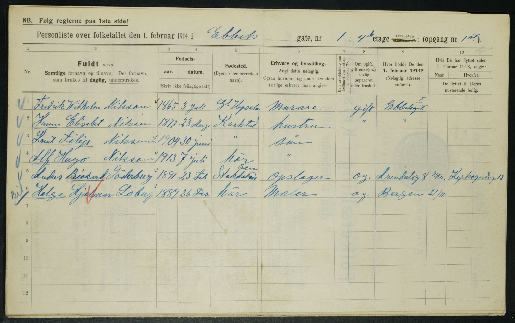 OBA, Municipal Census 1914 for Kristiania, 1914, p. 18228