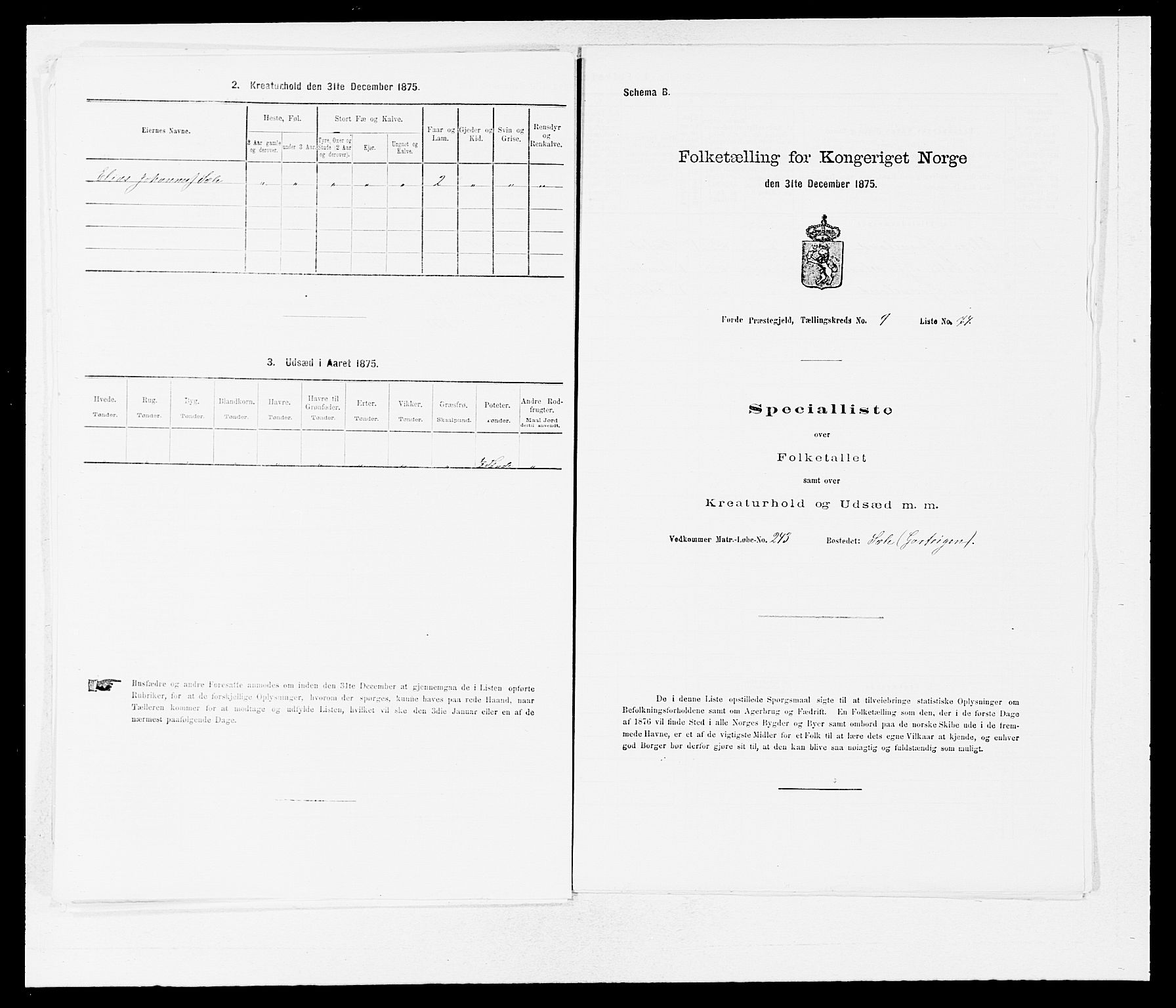 SAB, 1875 census for 1432P Førde, 1875, p. 1151