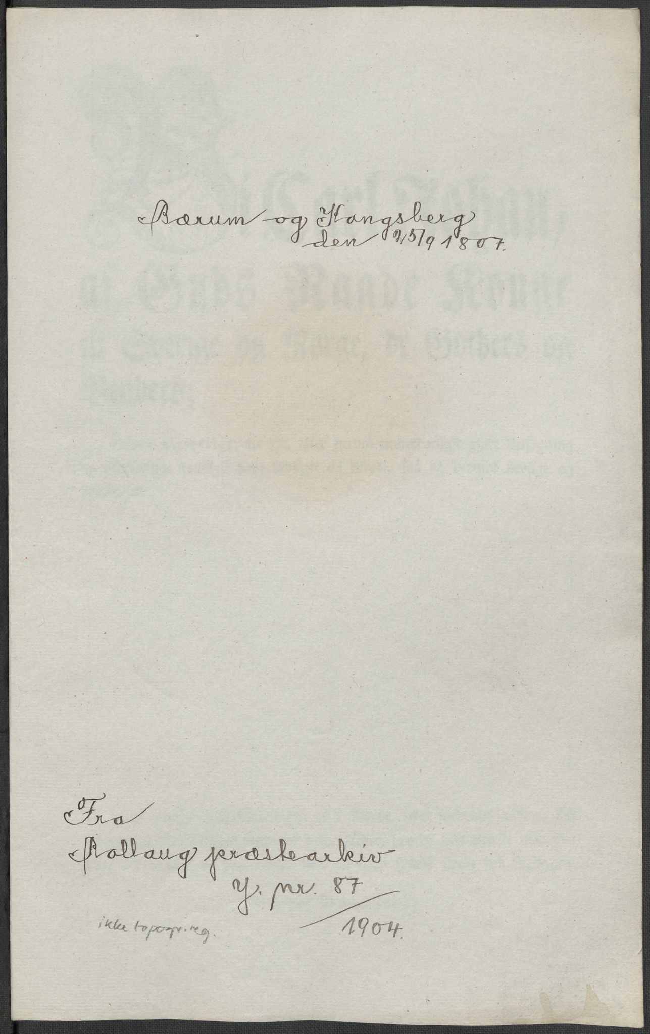 Riksarkivets diplomsamling, RA/EA-5965/F15/L0018: Prestearkiv - Buskerud, 1764-1814, p. 248