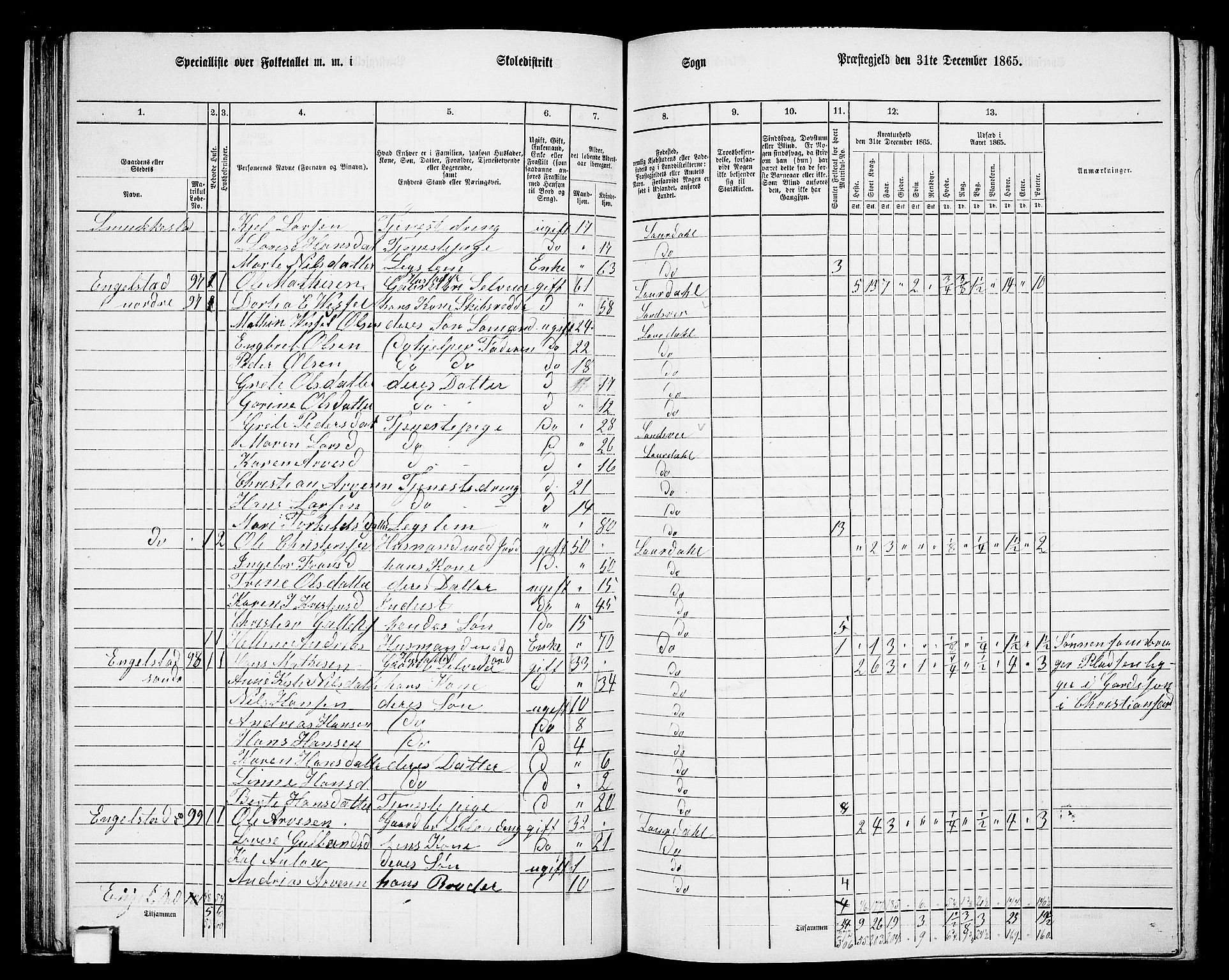 RA, 1865 census for Lardal, 1865, p. 40