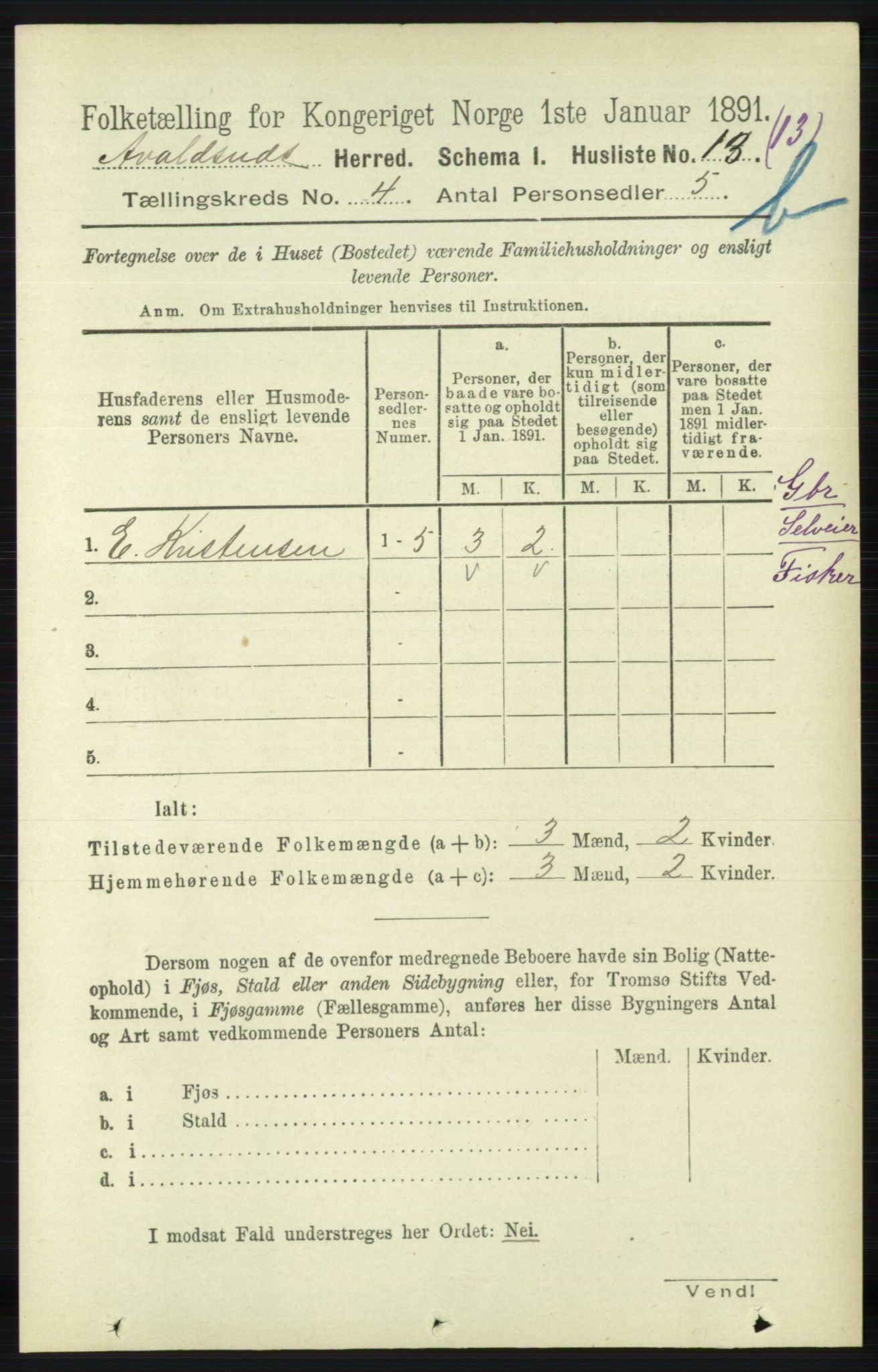 RA, 1891 census for 1147 Avaldsnes, 1891, p. 2798