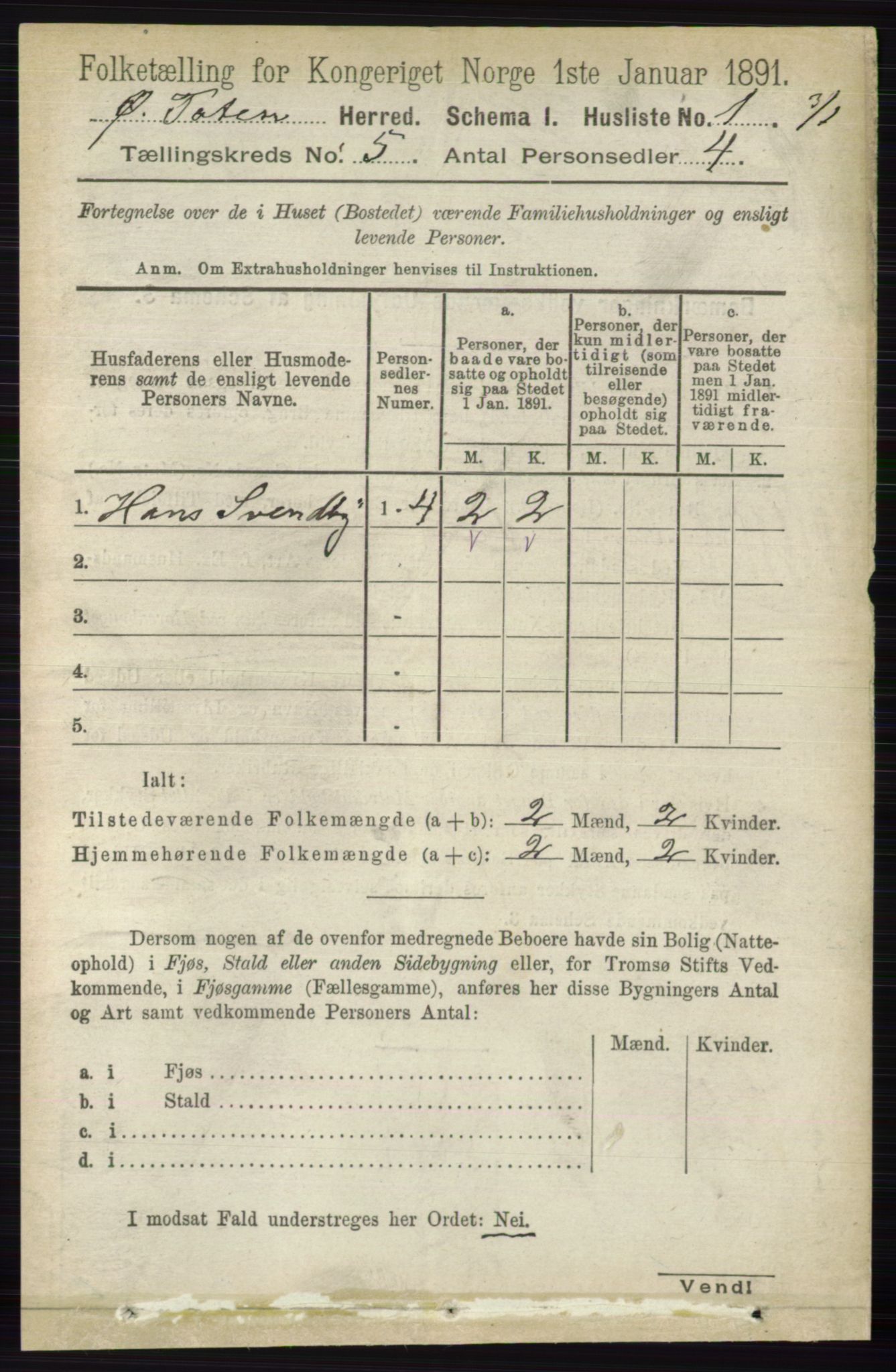 RA, 1891 census for 0528 Østre Toten, 1891, p. 3088