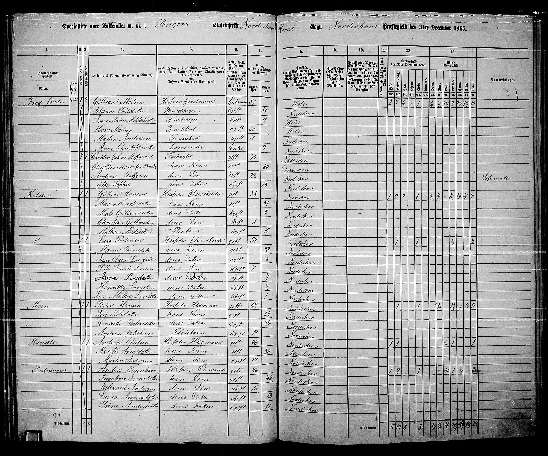 RA, 1865 census for Norderhov/Norderhov, Haug og Lunder, 1865, p. 73