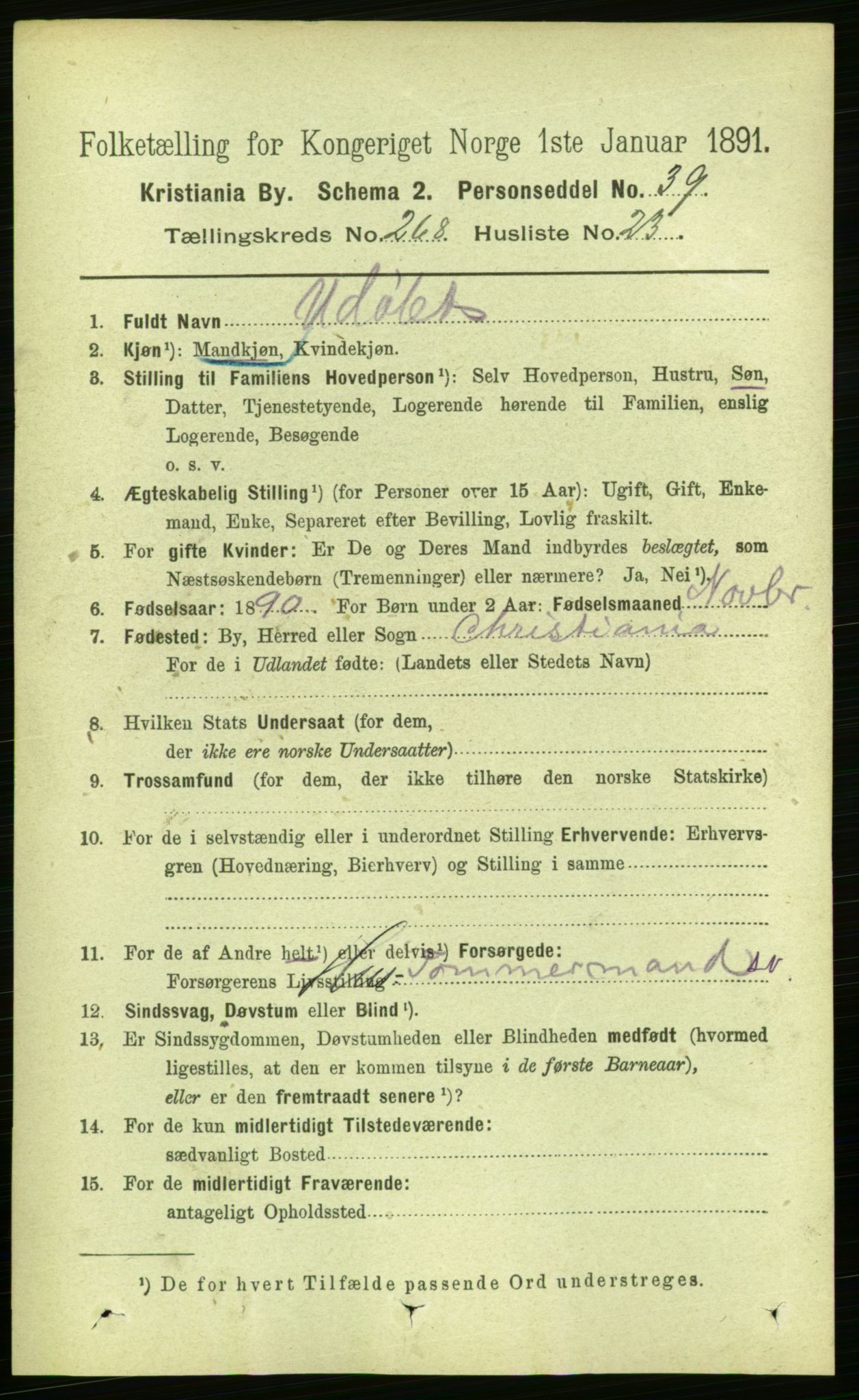 RA, 1891 census for 0301 Kristiania, 1891, p. 162781
