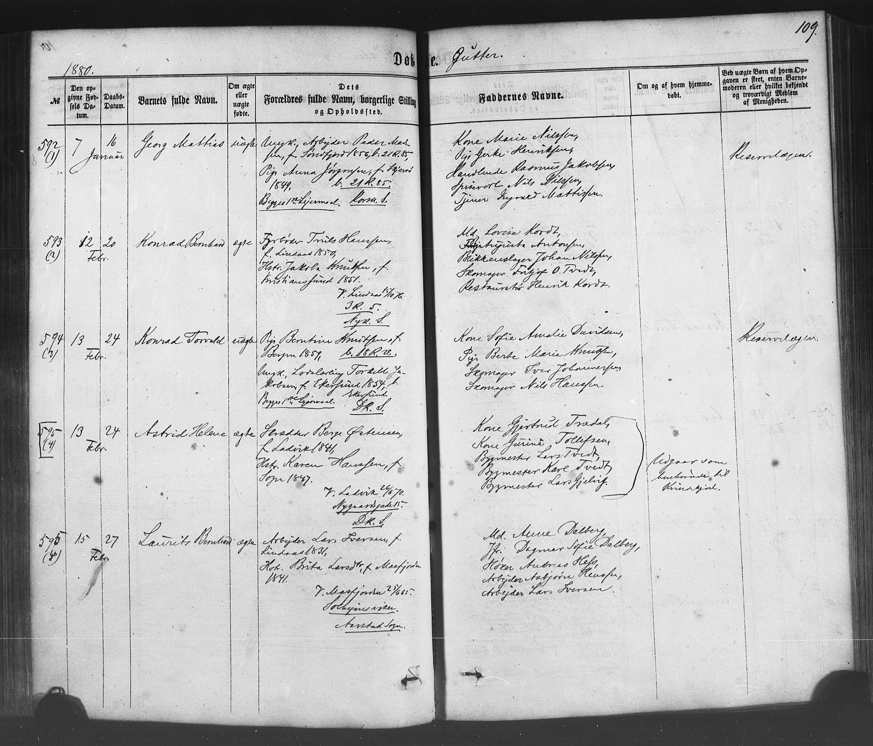 Fødselsstiftelsens sokneprestembete*, SAB/-: Parish register (official) no. A 1, 1863-1883, p. 109